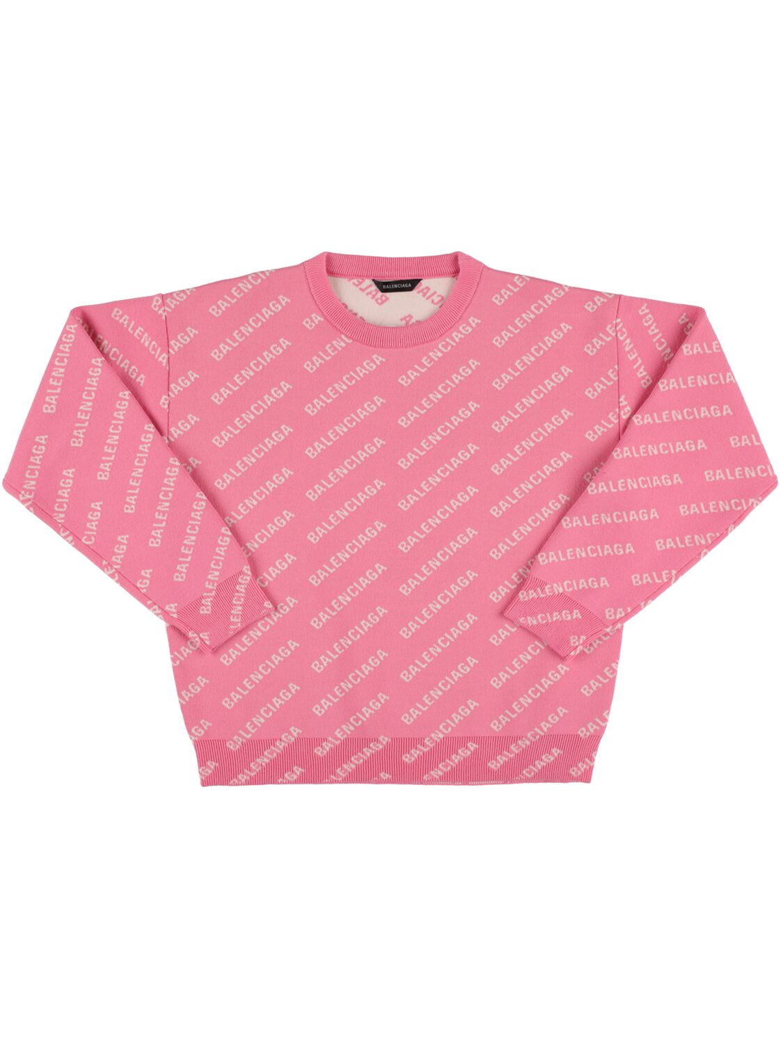 Balenciaga Kids' Logo Knit Sweater In Pink,white