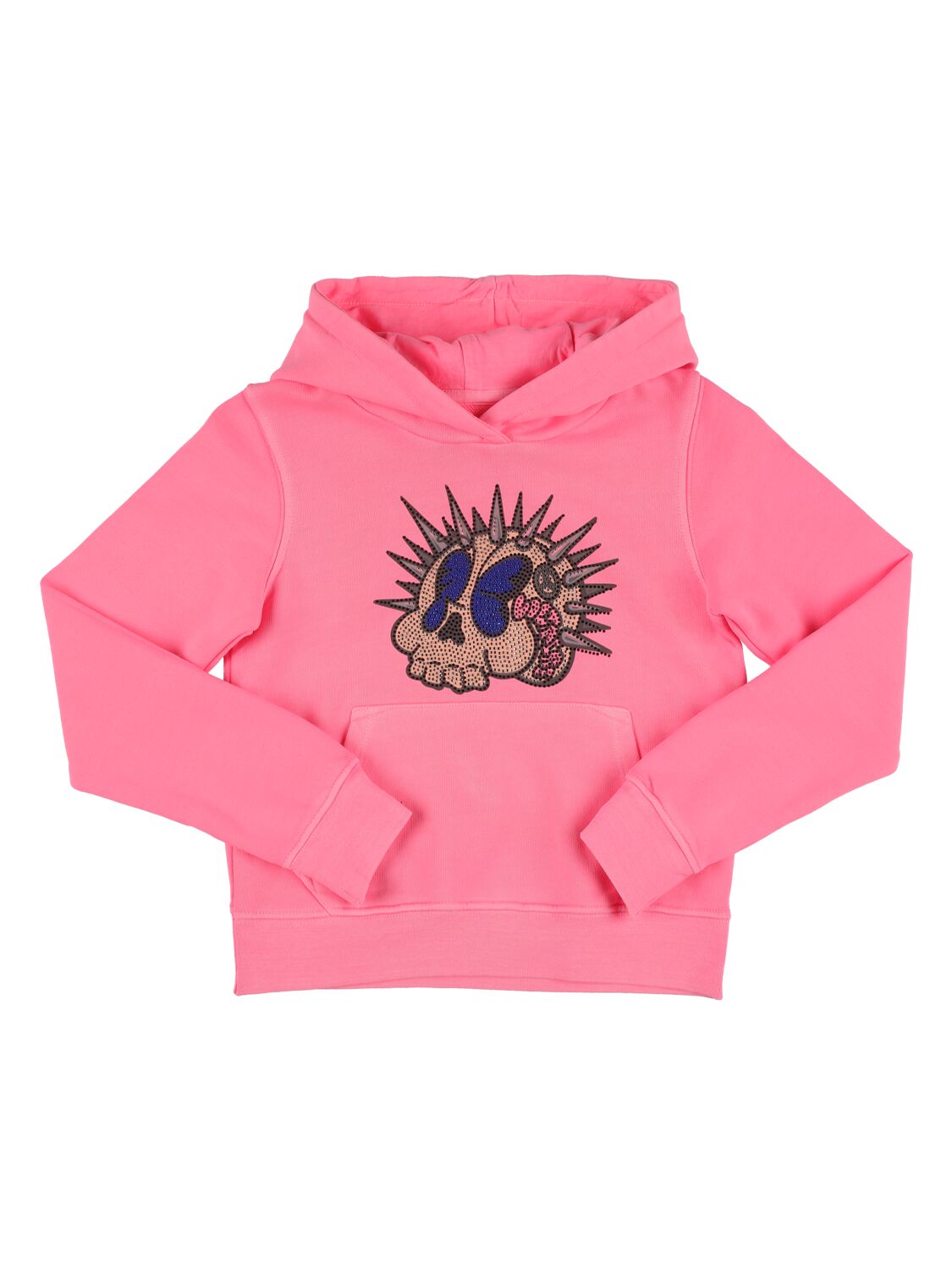 Cotton Sweatshirt W/ Embellished Skull – KIDS-GIRLS > CLOTHING > SWEATSHIRTS