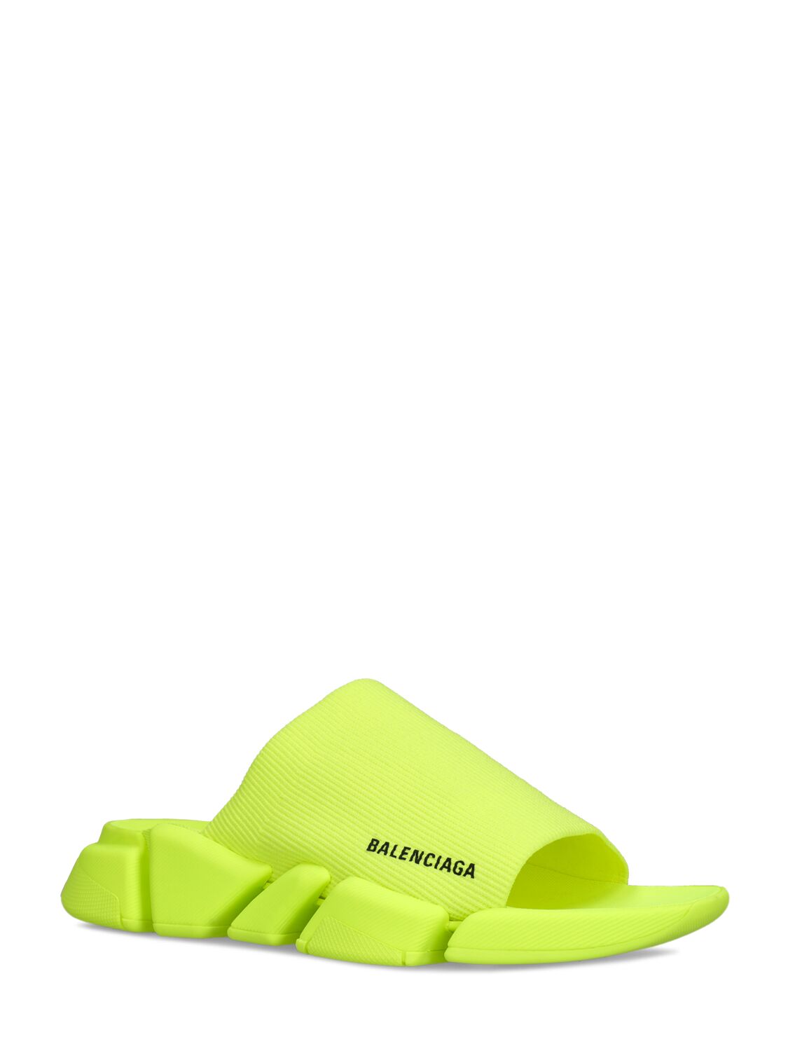 Shop Balenciaga Speed 2.0 Knit Sport Slides In Neon Yellow