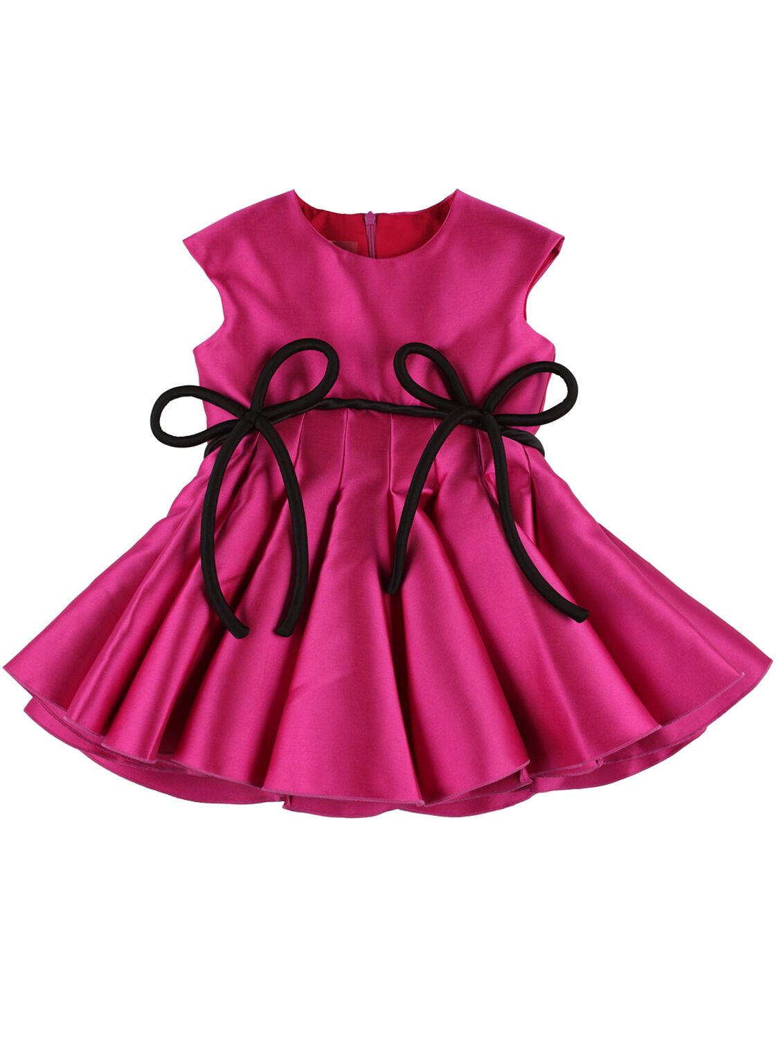 Nikolia Kids' Ruffled Neoprene Midi Dress W/ Bow In Fuchsia