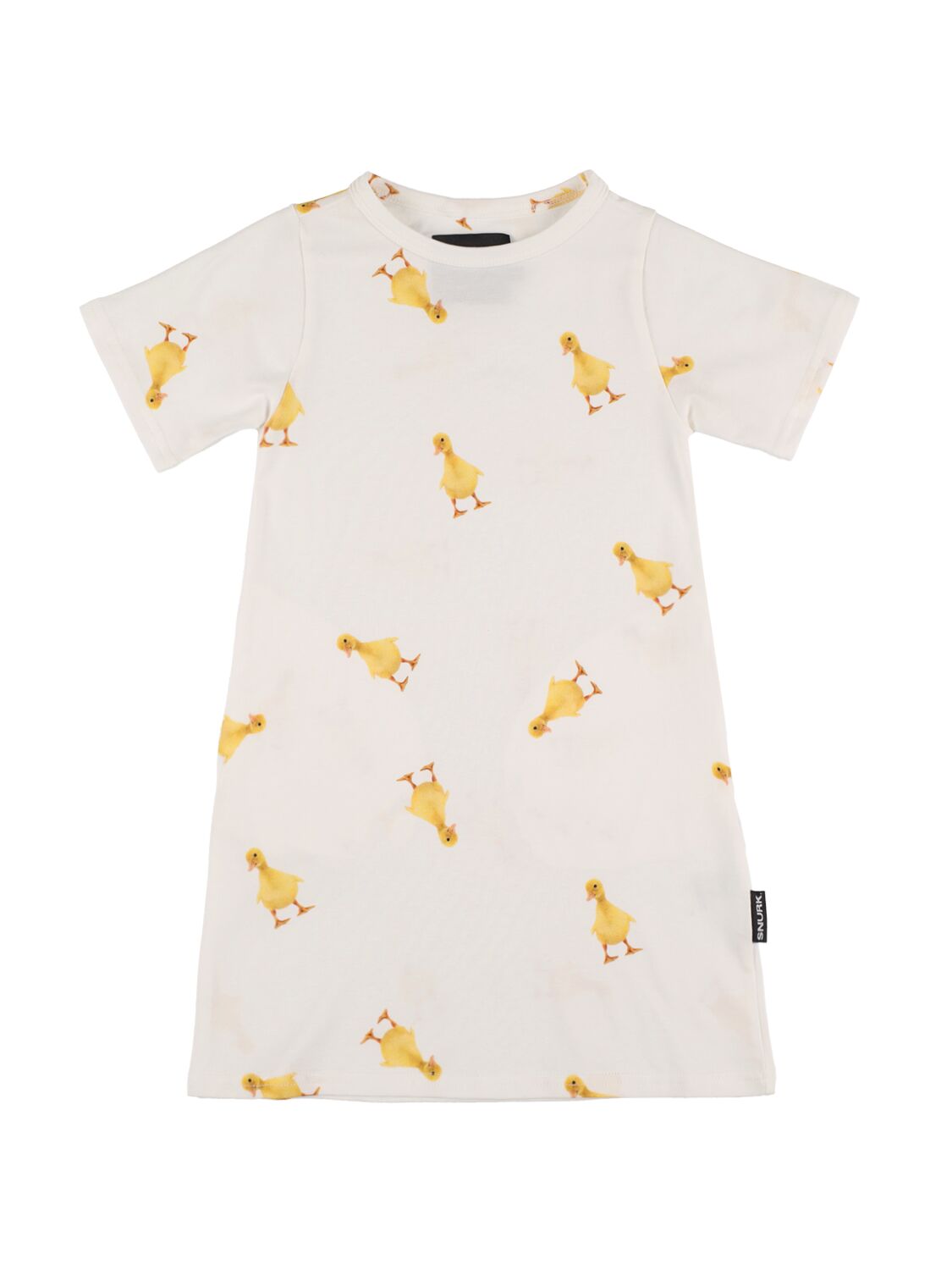 Snurk Kids' Duckies Print Organic Cotton Dress In White
