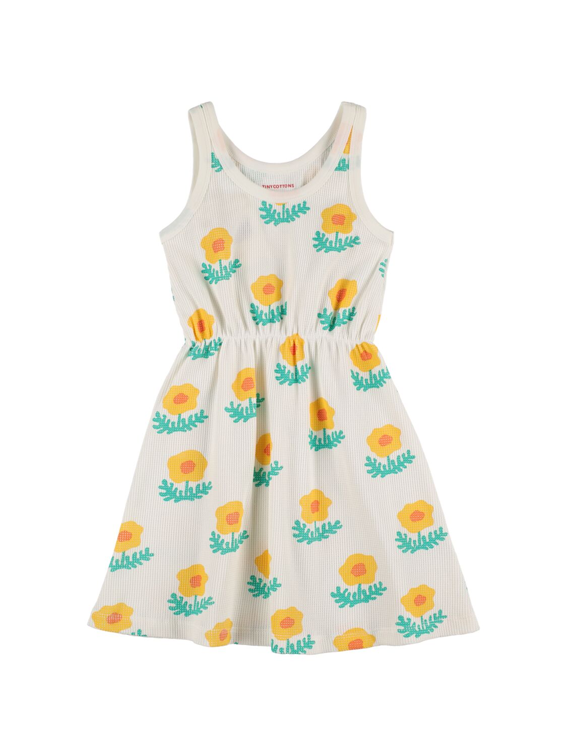 Tiny Cottons Kids' Violet Print Pima Cotton Dress In White,yellow
