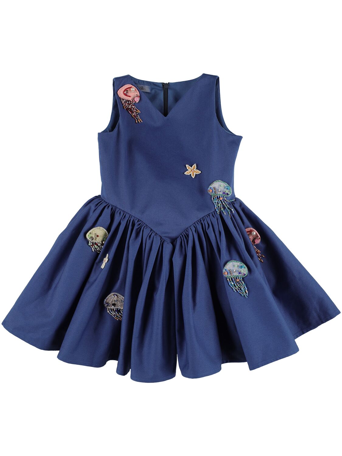 Nikolia Kids' Striped Cotton Midi Dress In Royal Blue