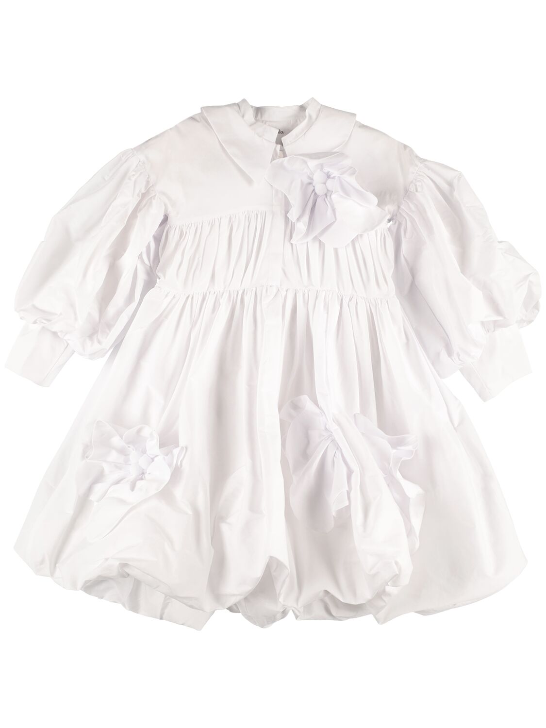 Nikolia Kids' Cotton Poplin Midi Dress W/ Appliqués In White