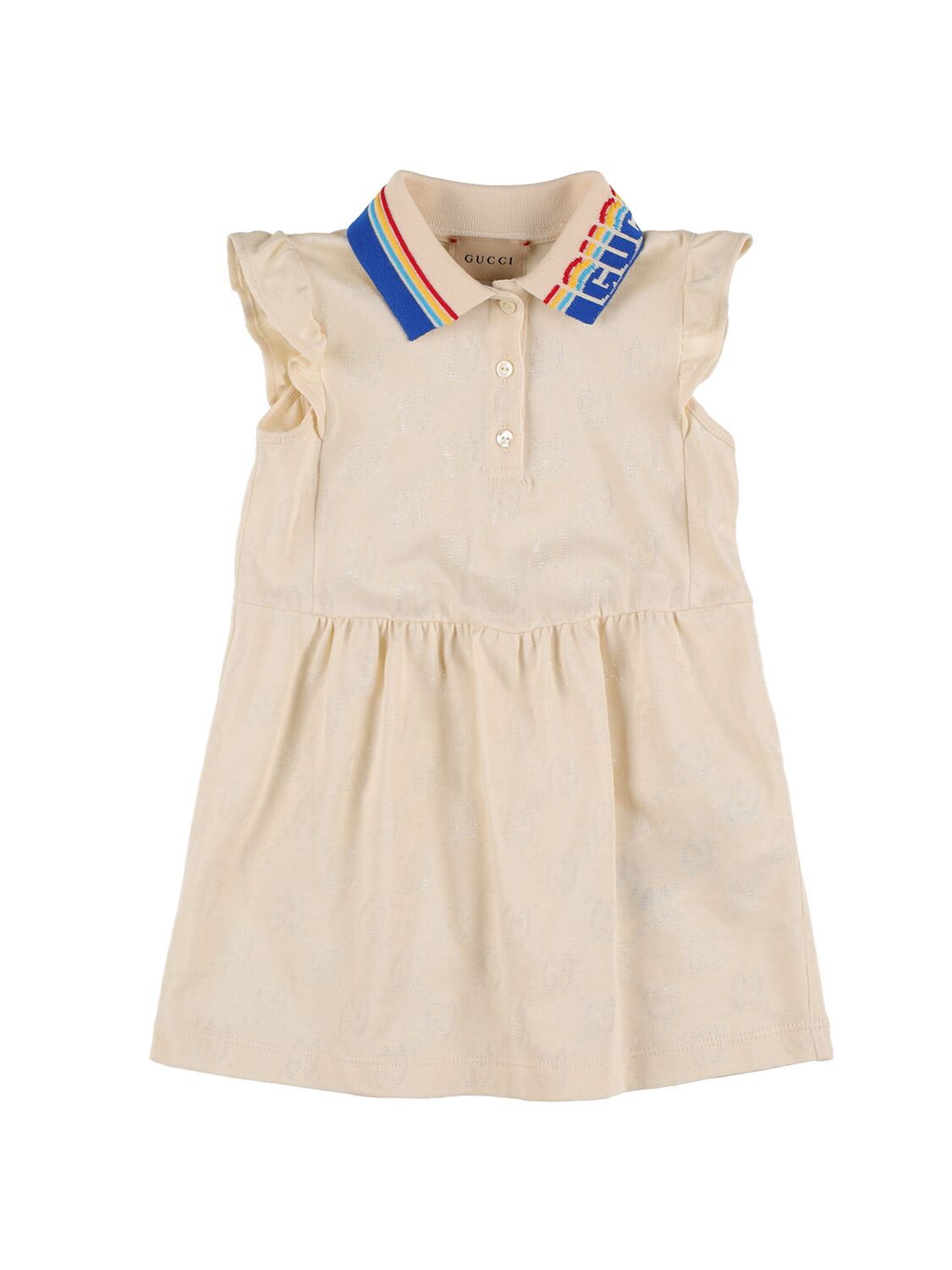 Gucci Kids' Gg Jacquard Cotton Jersey Dress In White