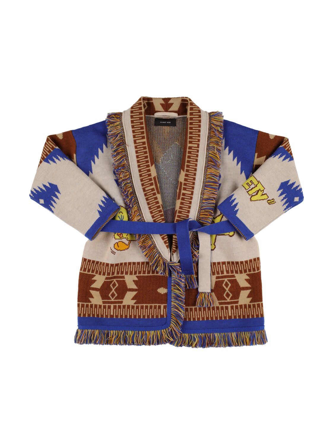 Alanui Kids' Wool Jacquard Knit Jacket In Multicolor