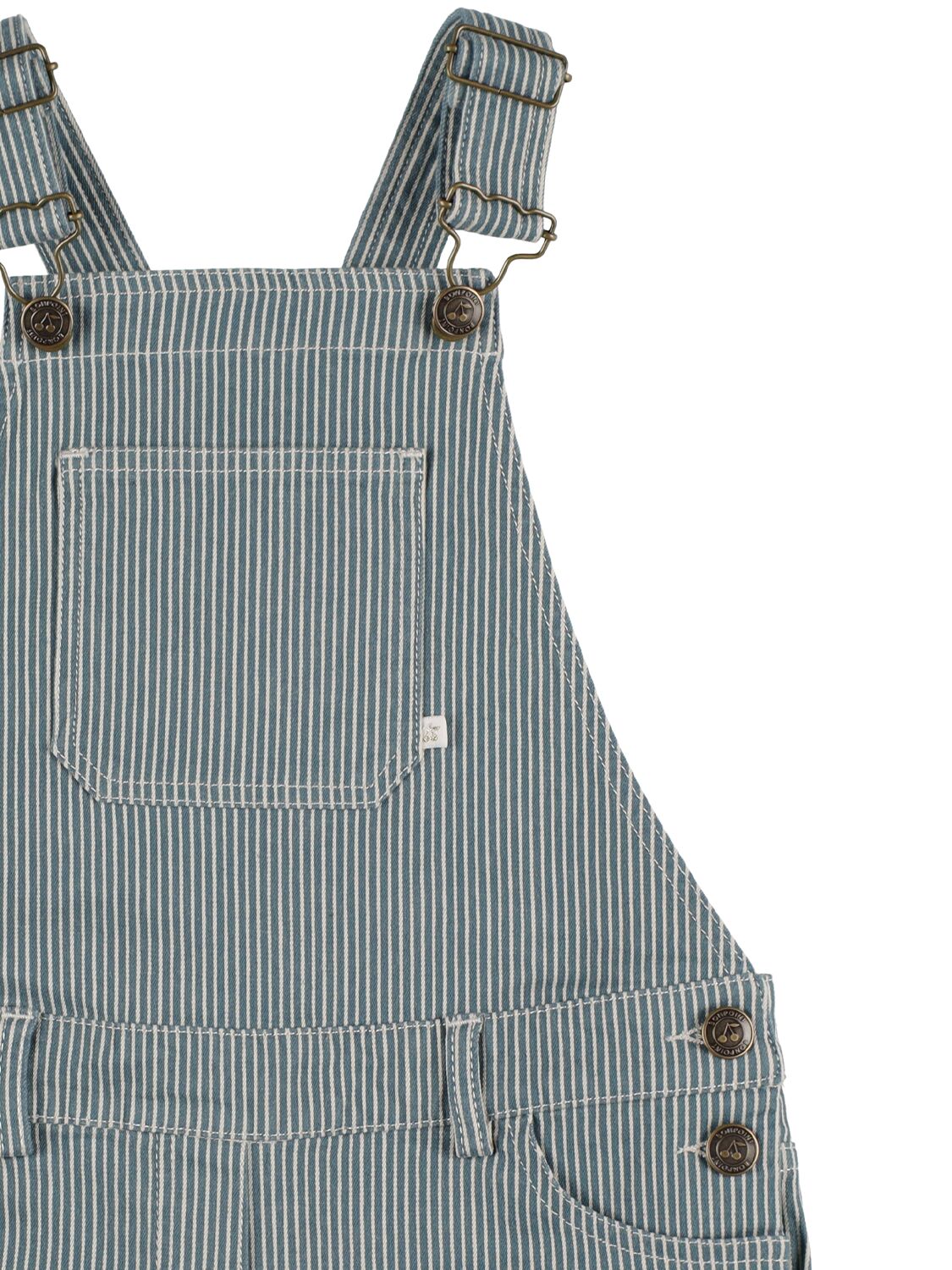 Bonpoint Striped Stretch Cotton Denim Overalls In Blue,white