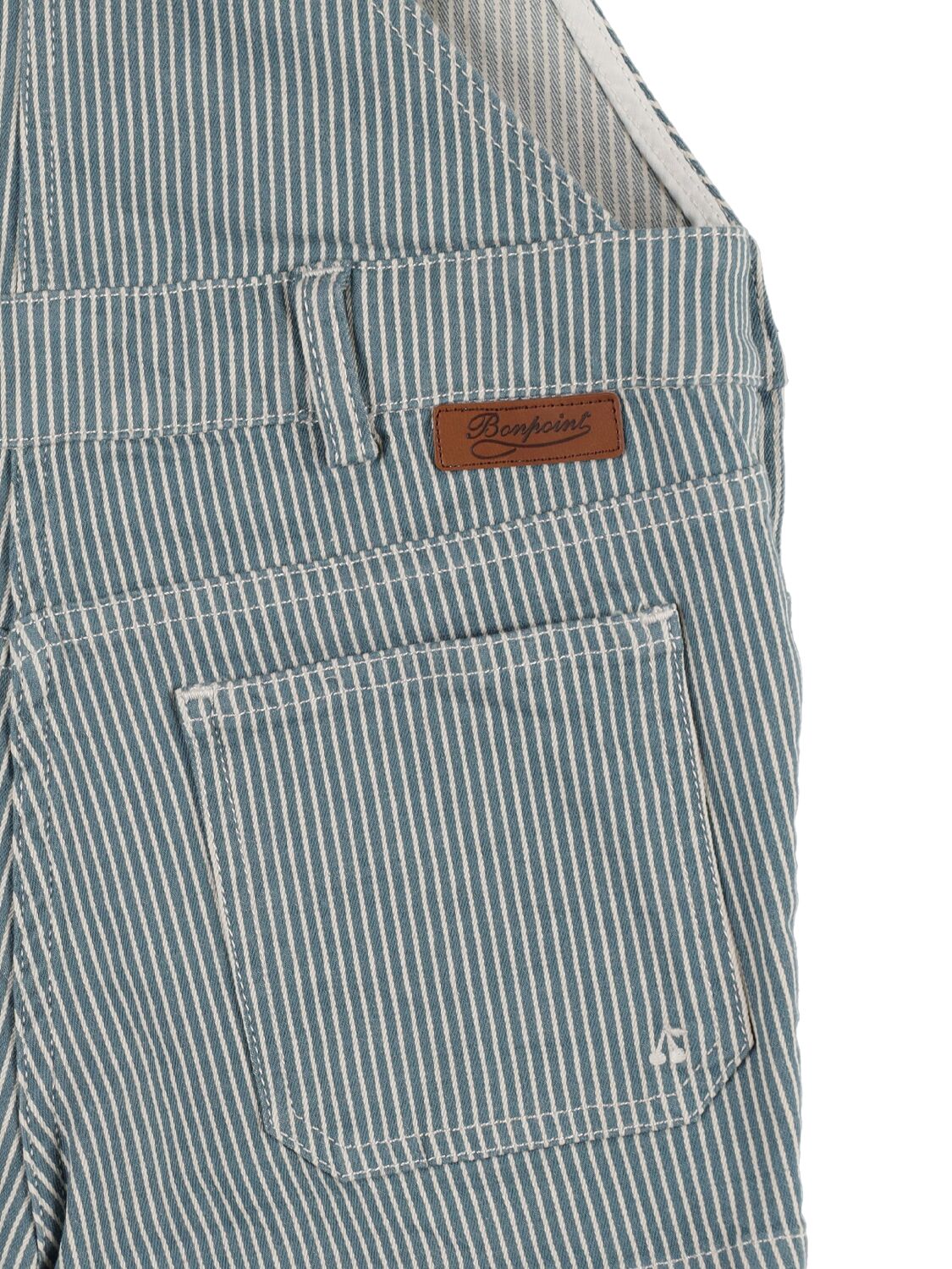 Bonpoint Striped Stretch Cotton Denim Overalls In Blue,white