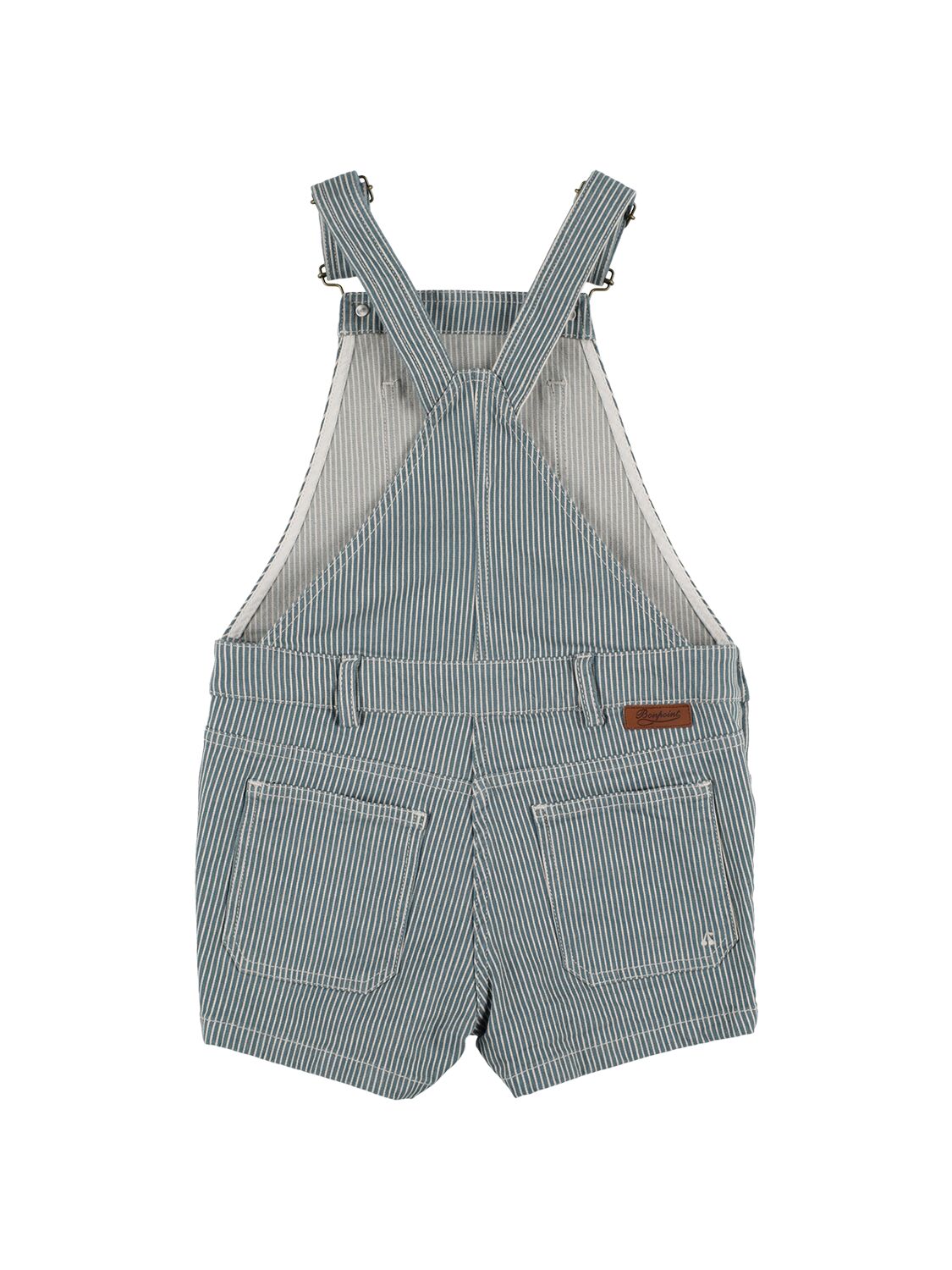 Bonpoint Striped Stretch Cotton Denim Overalls In Blue,white