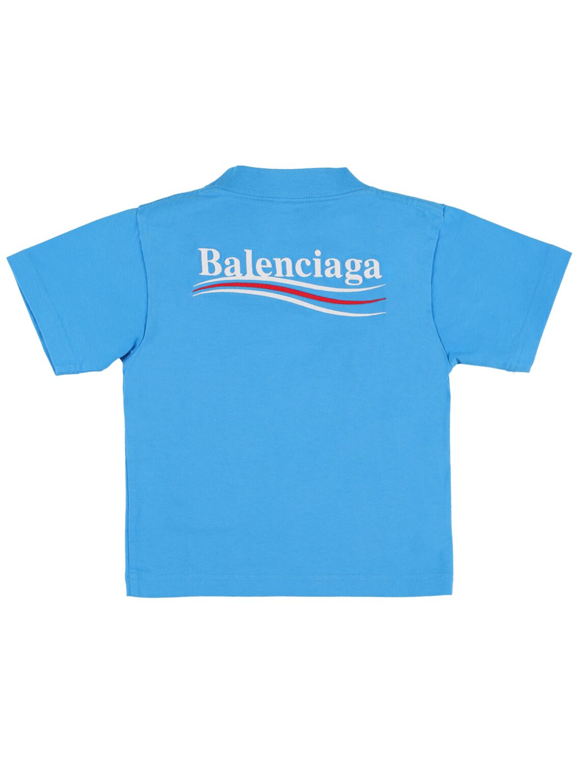 Shop Balenciaga Cotton T-shirt In Blue,white