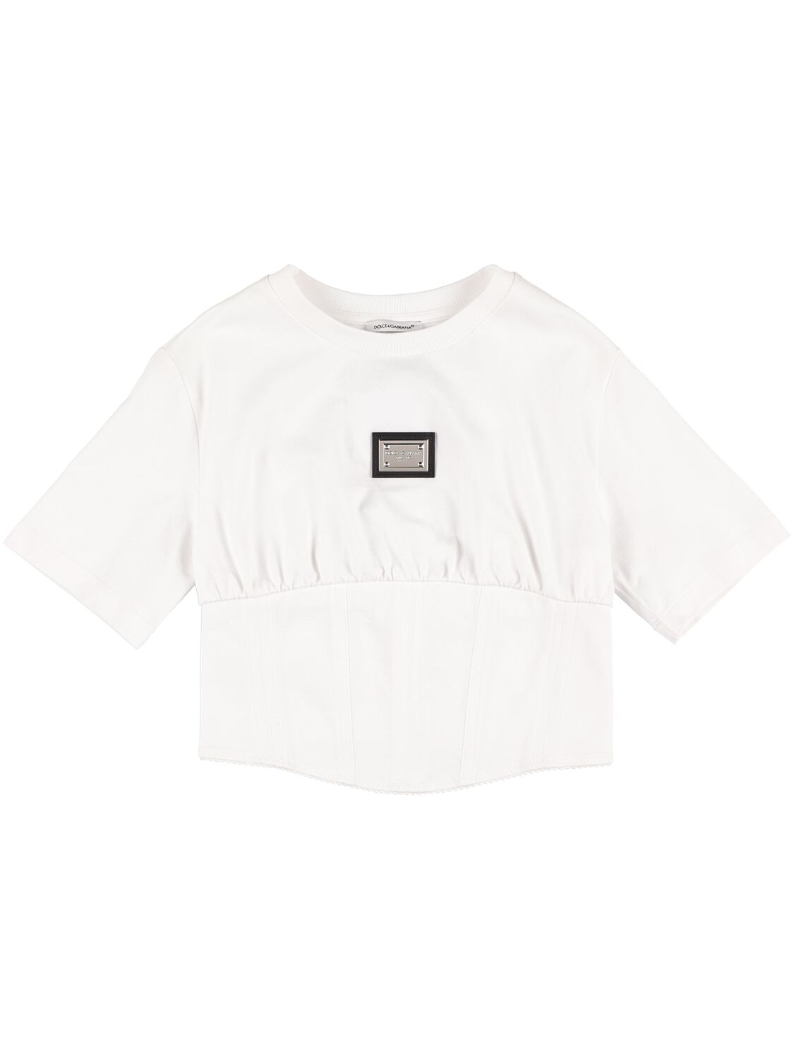 Dolce & Gabbana Kids' Logo印花棉质t恤 In White