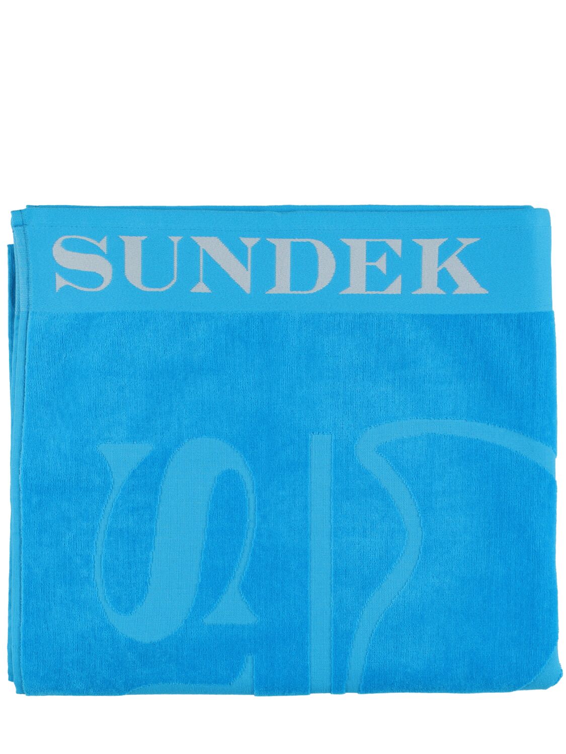 Sundek Logo Jacquard Cotton Terry Beach Towel In Light Blue