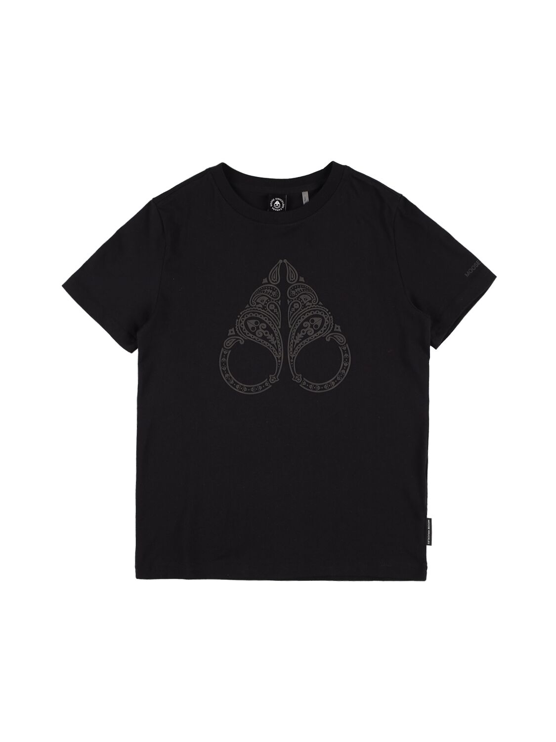 Moose Knuckles Babies' Logo Print Cotton Jersey T-shirt In Black
