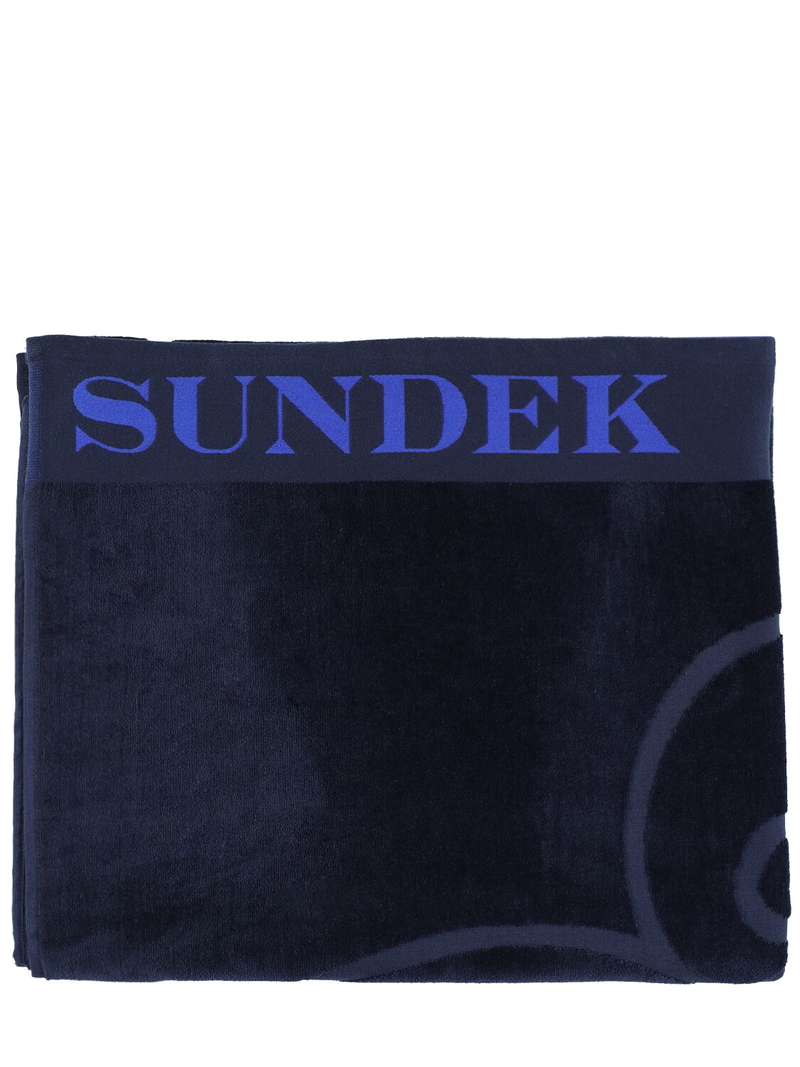 Sundek Logo Jacquard Cotton Terry Beach Towel In Navy