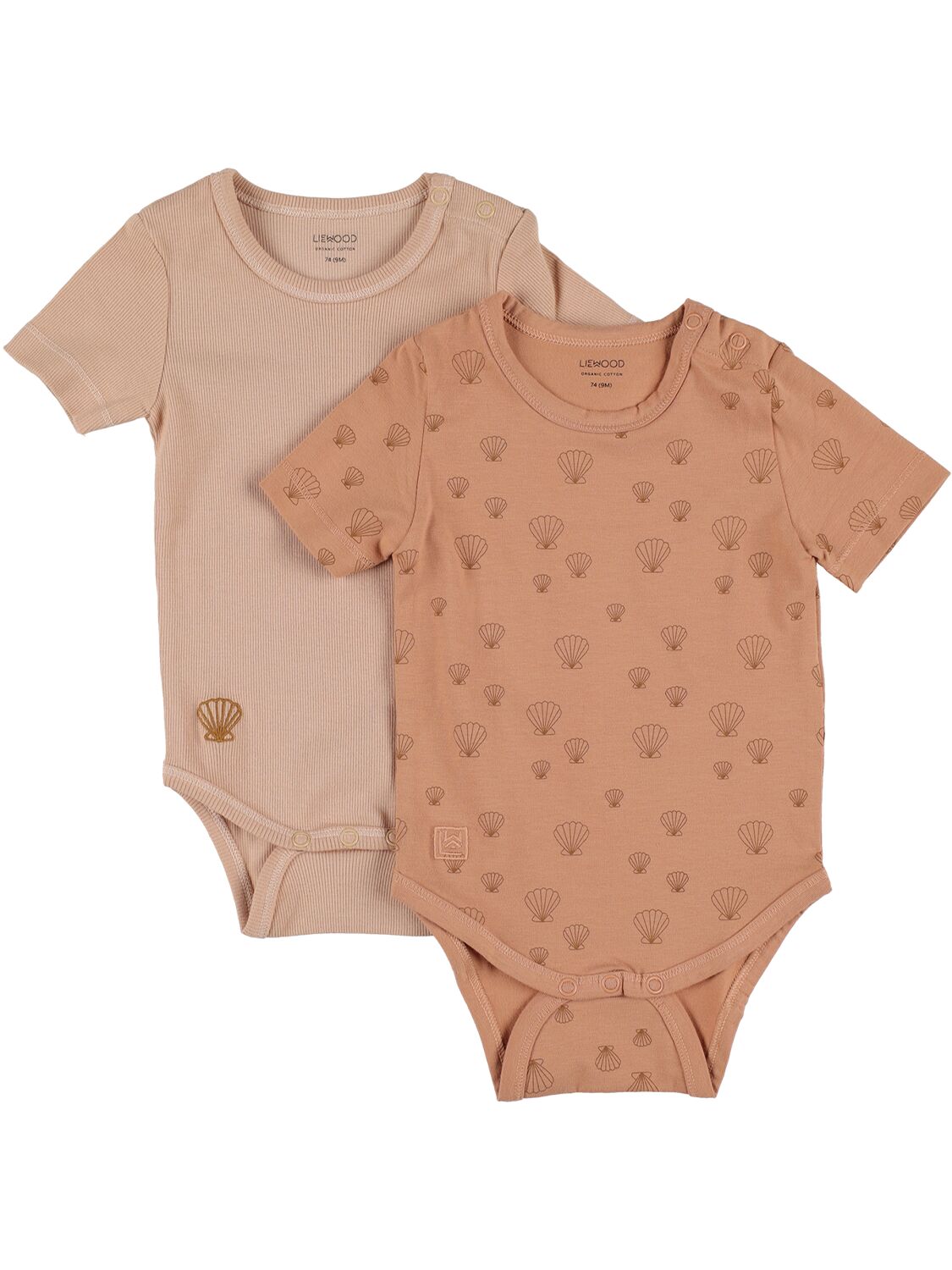 Liewood Babies' Set Of 2 Organic Cotton Bodysuits In Dark Pink