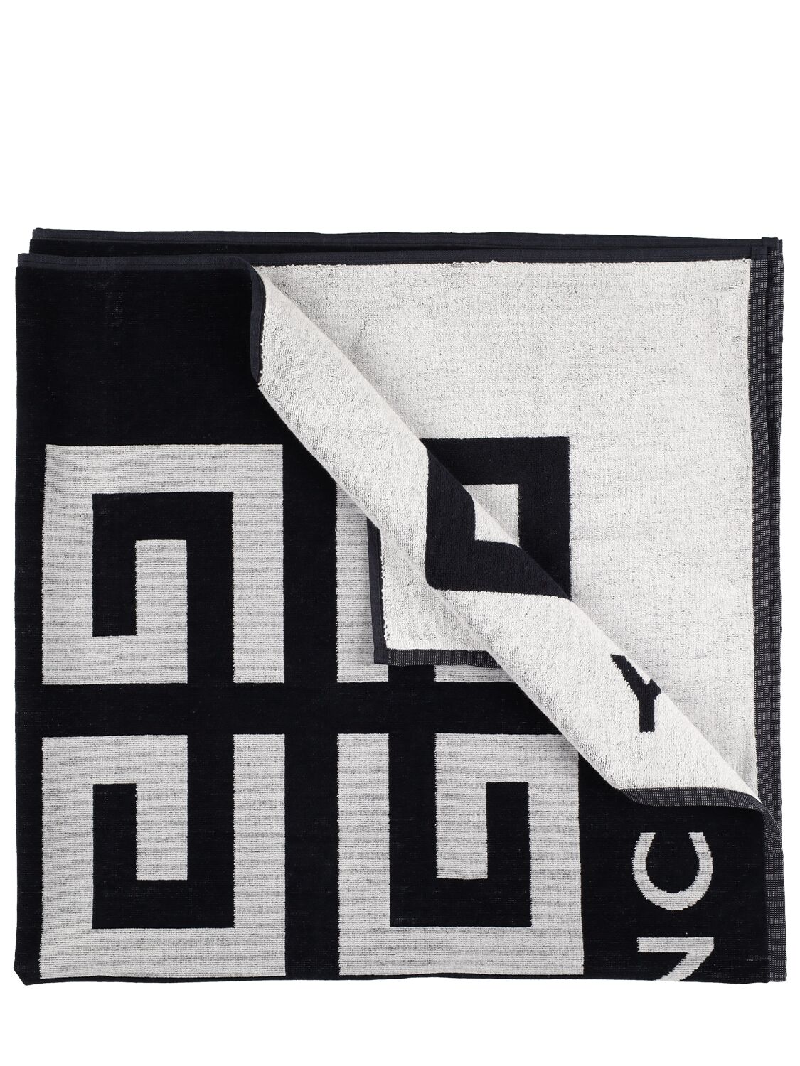 Givenchy All Over Logo Print Cotton Towel In Black