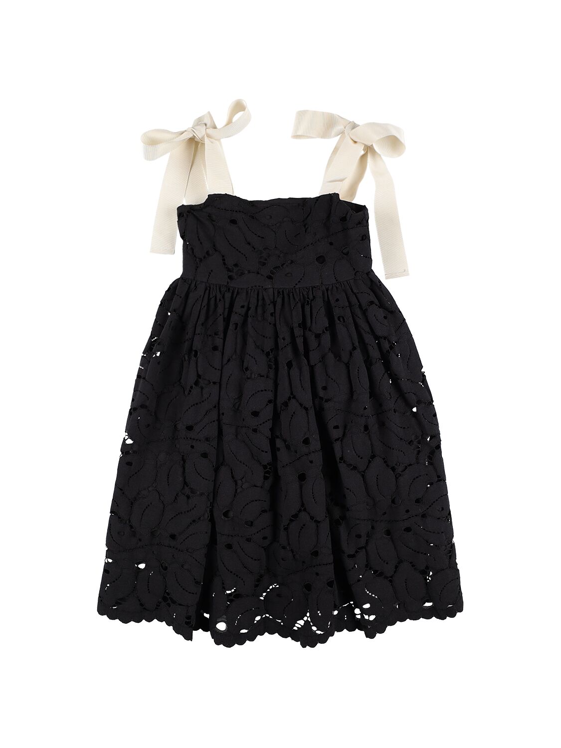 Unlabel Kids' Embroidered Cotton Lace Dress In Black