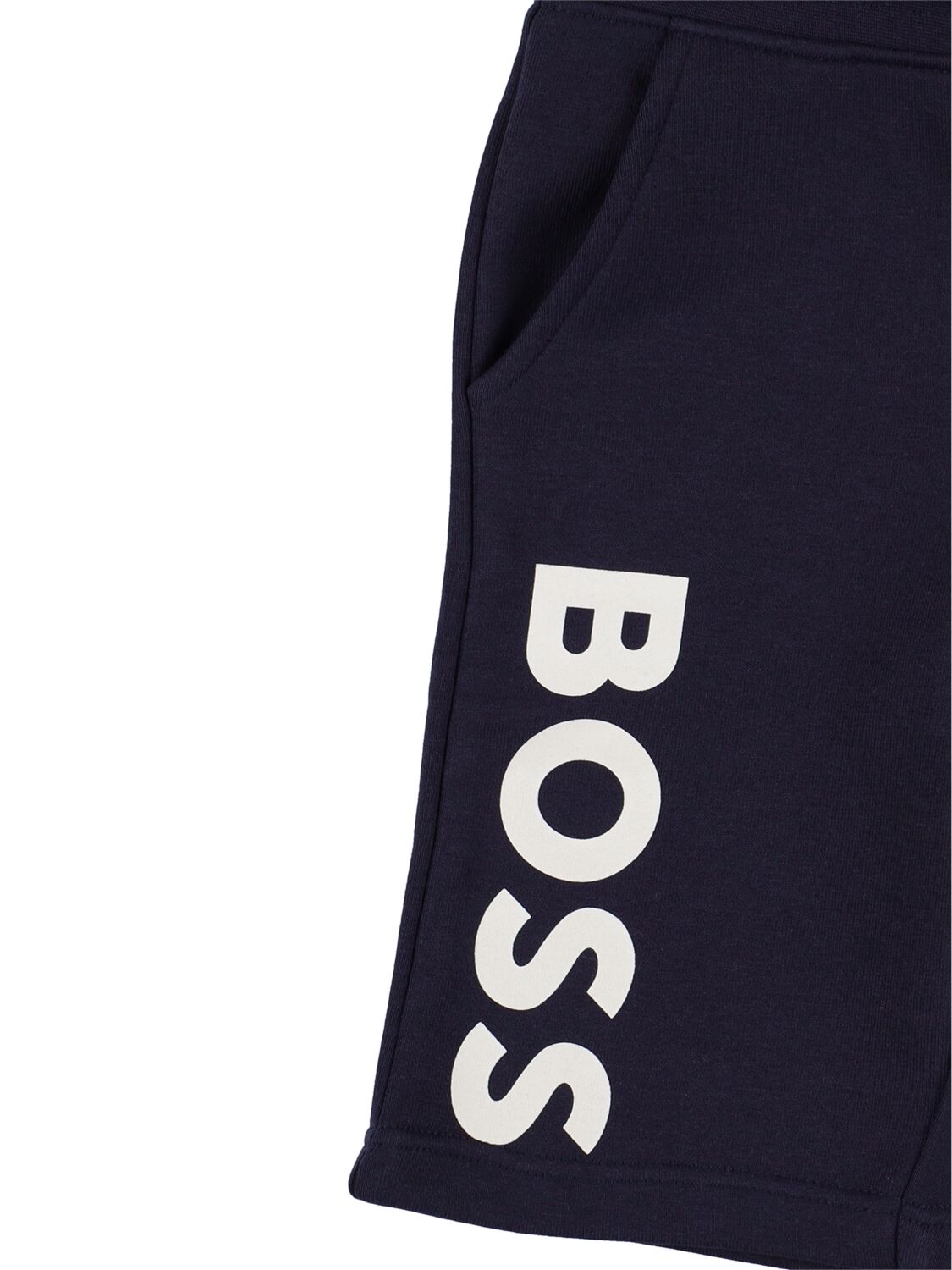 Hugo Boss Boys Blue Cotton Logo Shorts In Navy