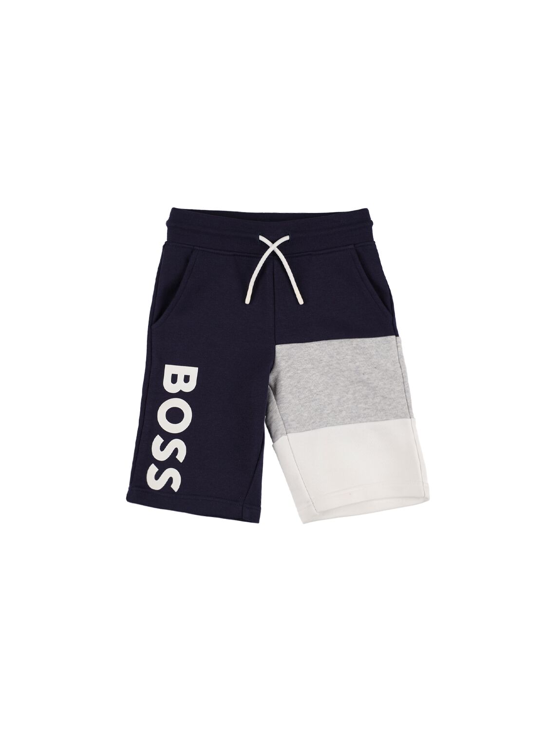 Hugo Boss Boys Blue Cotton Logo Shorts In Navy