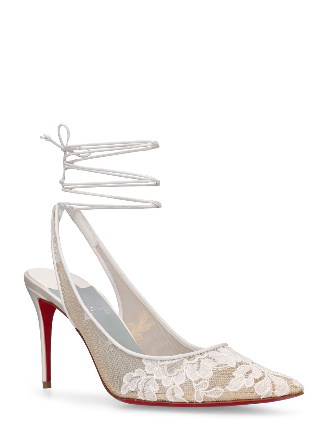 Shop Christian Louboutin 85mm Kate Lace Pumps In White