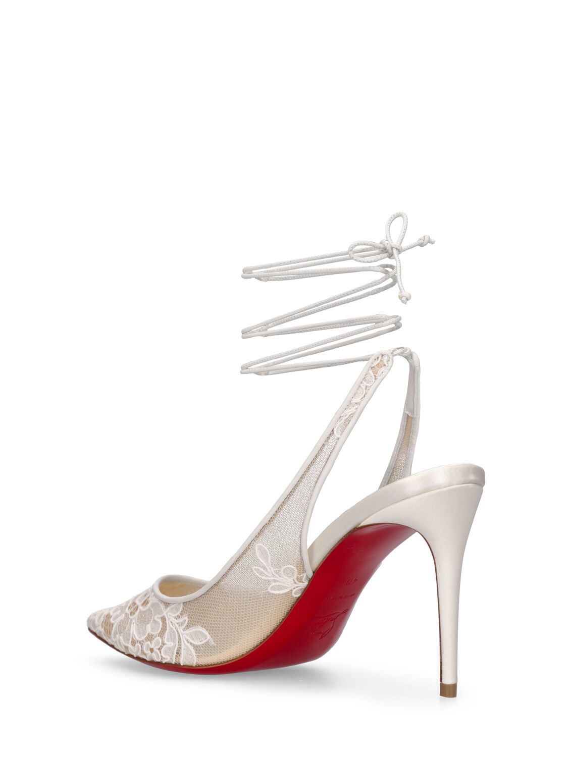 Shop Christian Louboutin 85mm Kate Lace Pumps In White