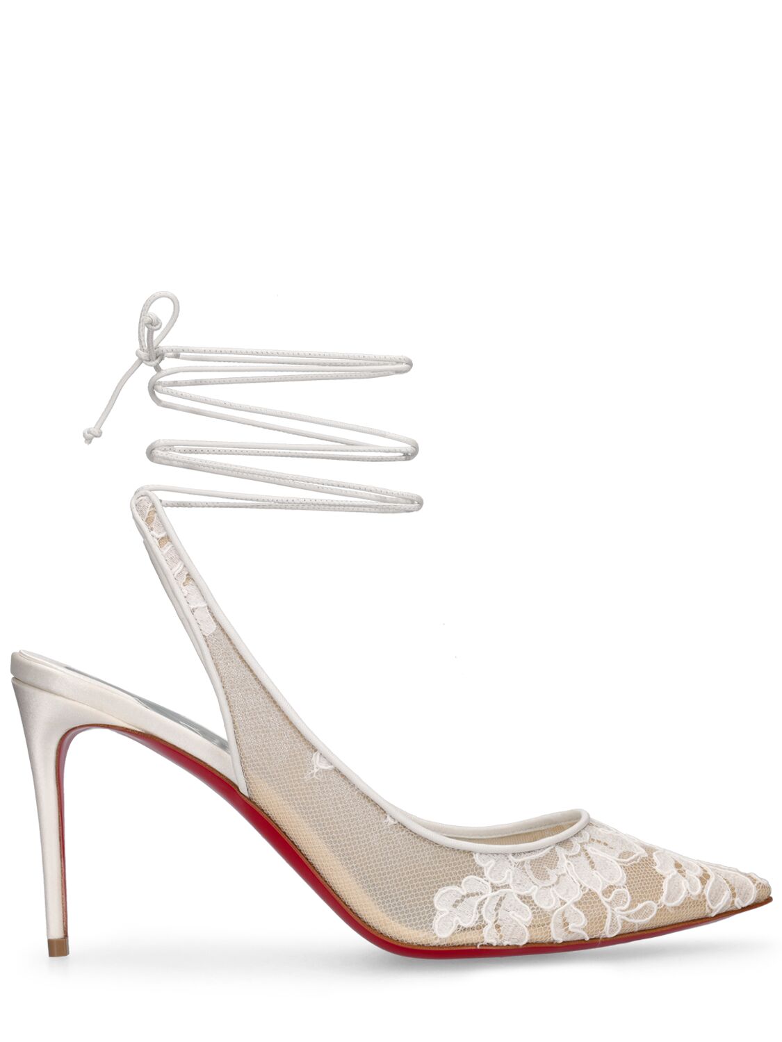 Christian Louboutin 85mm Kate Lace Pumps In White