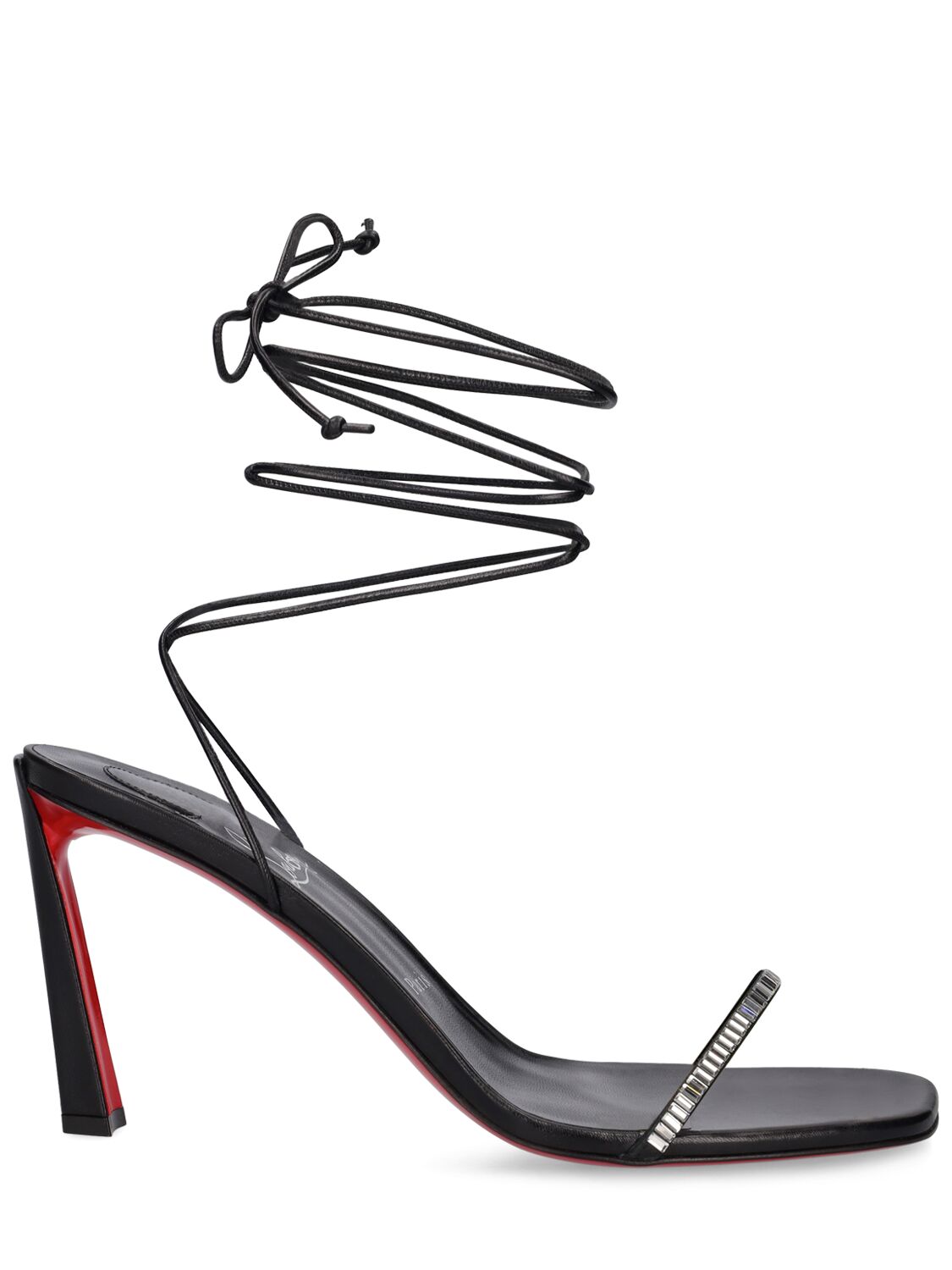 Christian Louboutin Condora Crystal Ankle-wrap Red Sole Sandals In Black