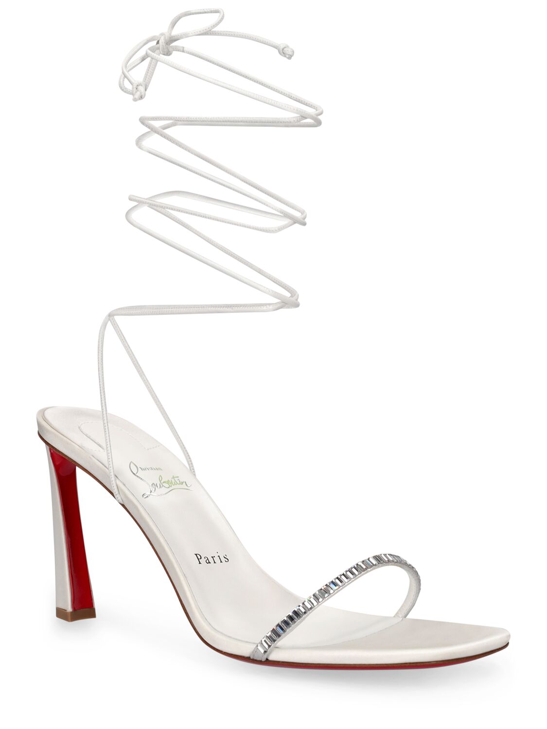 Shop Christian Louboutin 85mm Condora Satin Sandals In Ivory