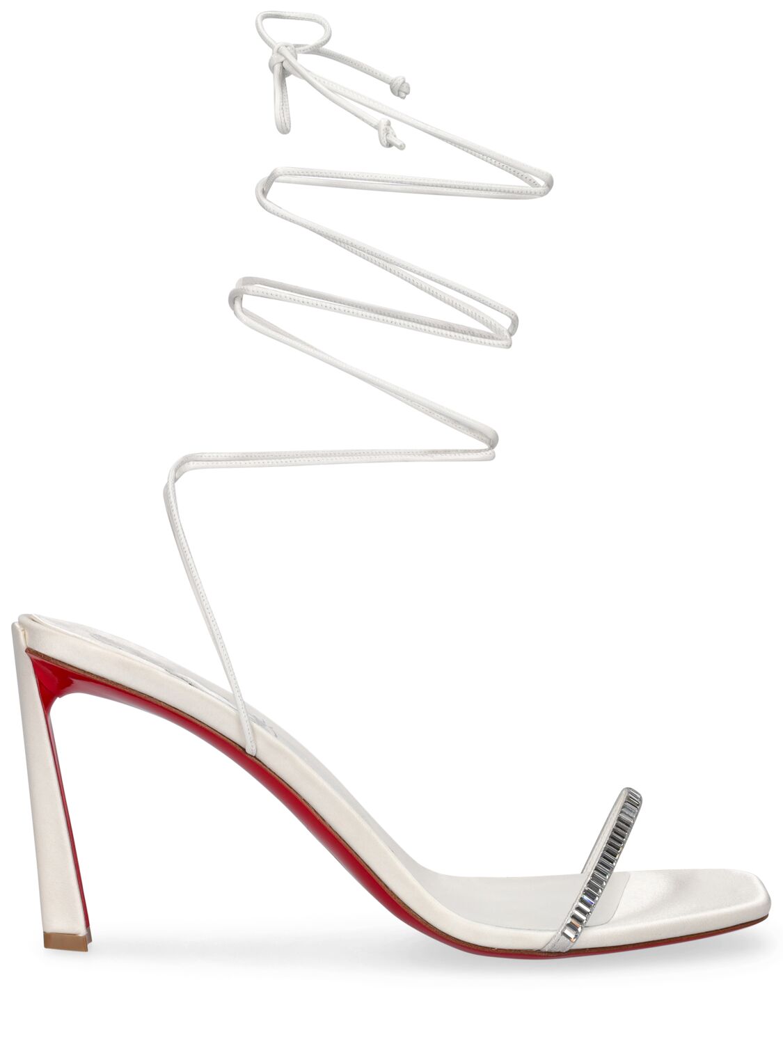 Christian Louboutin Condora Lacestrass 85 Leather Sandals In Ivory