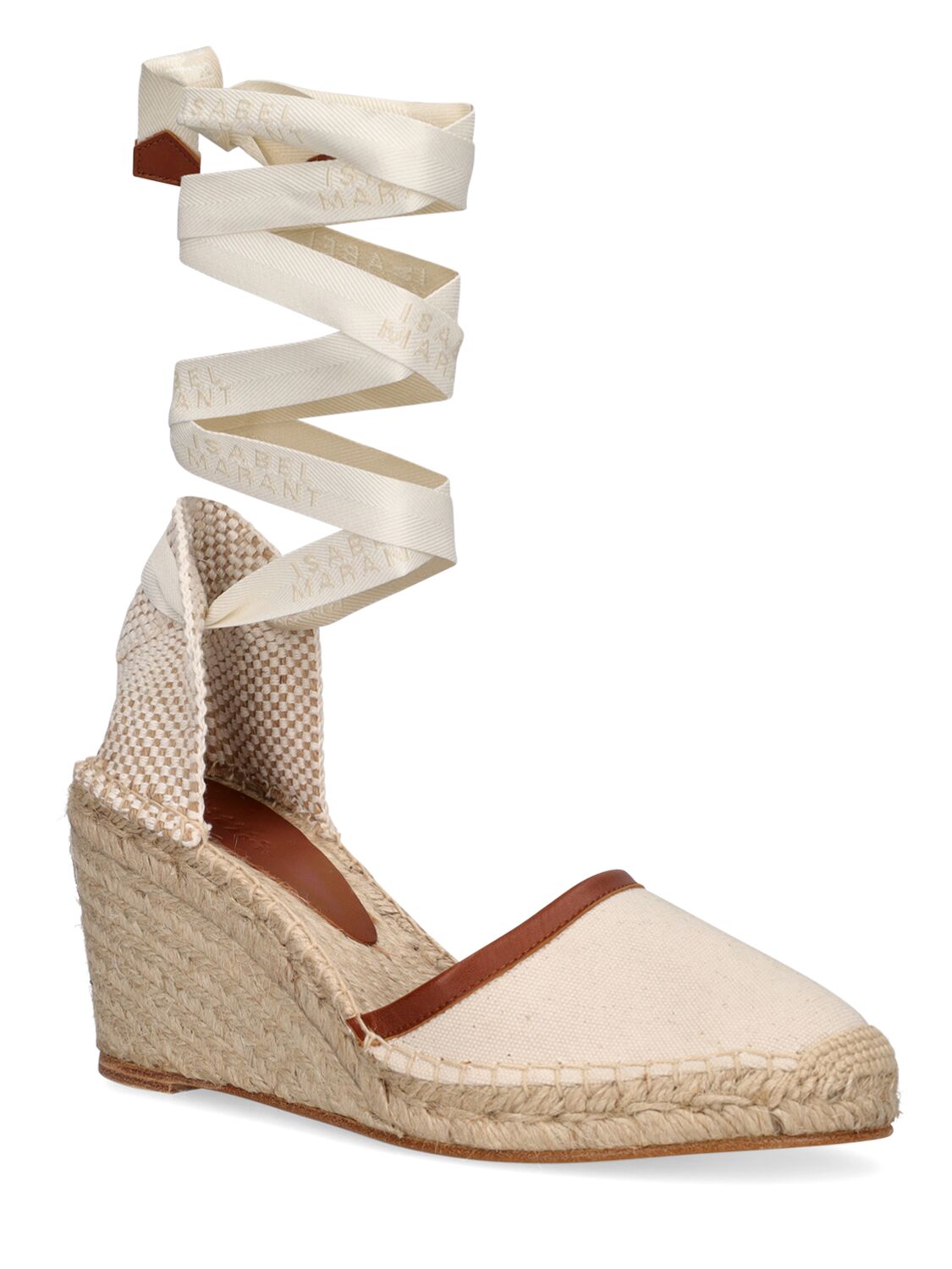 Isabel Marant 85mm Alfafi-gz Canvas & Rope Espadrilles In White,brown