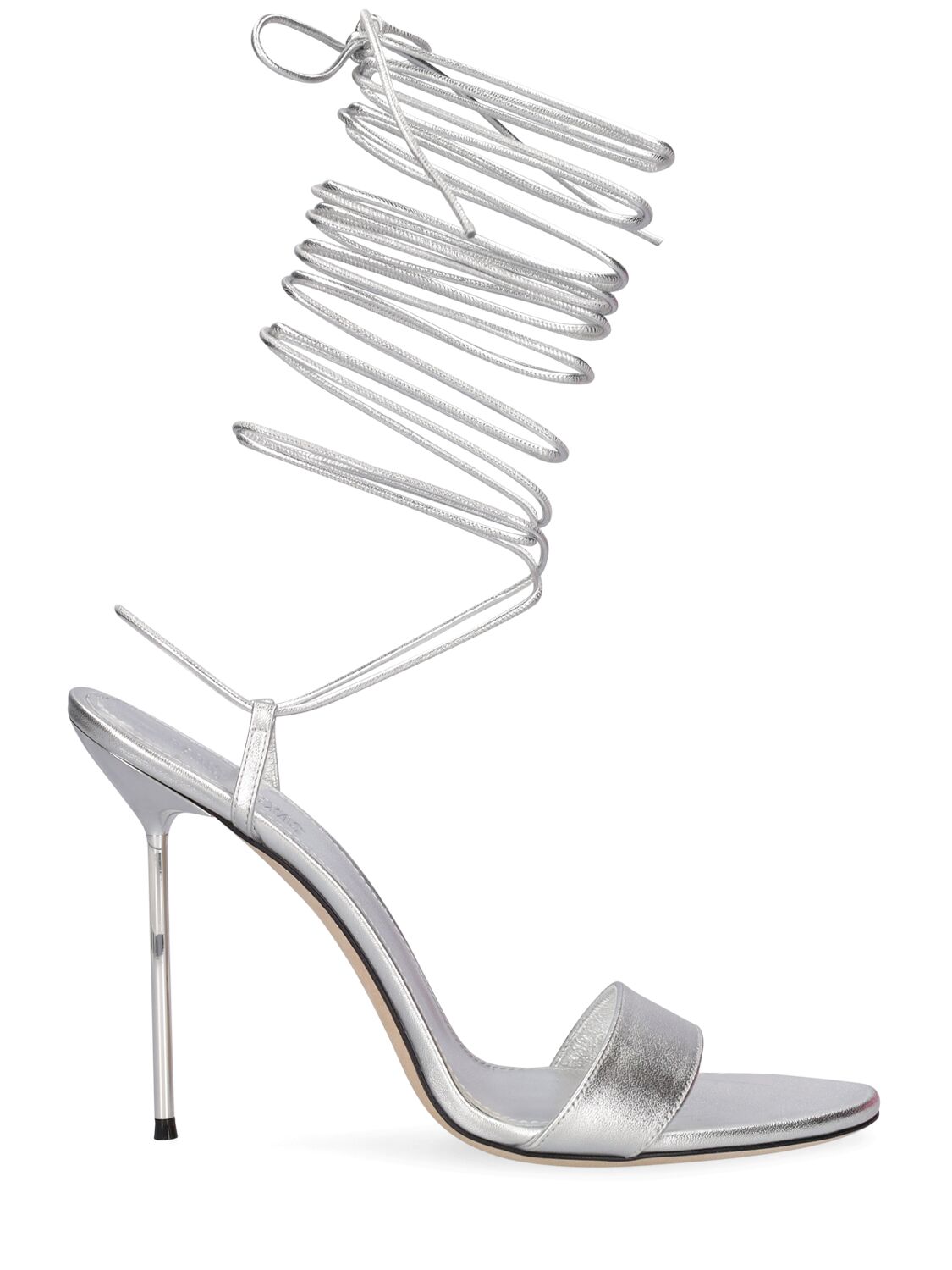 Paris Texas 105mm Guya Metallic Leather Sandals In Silver