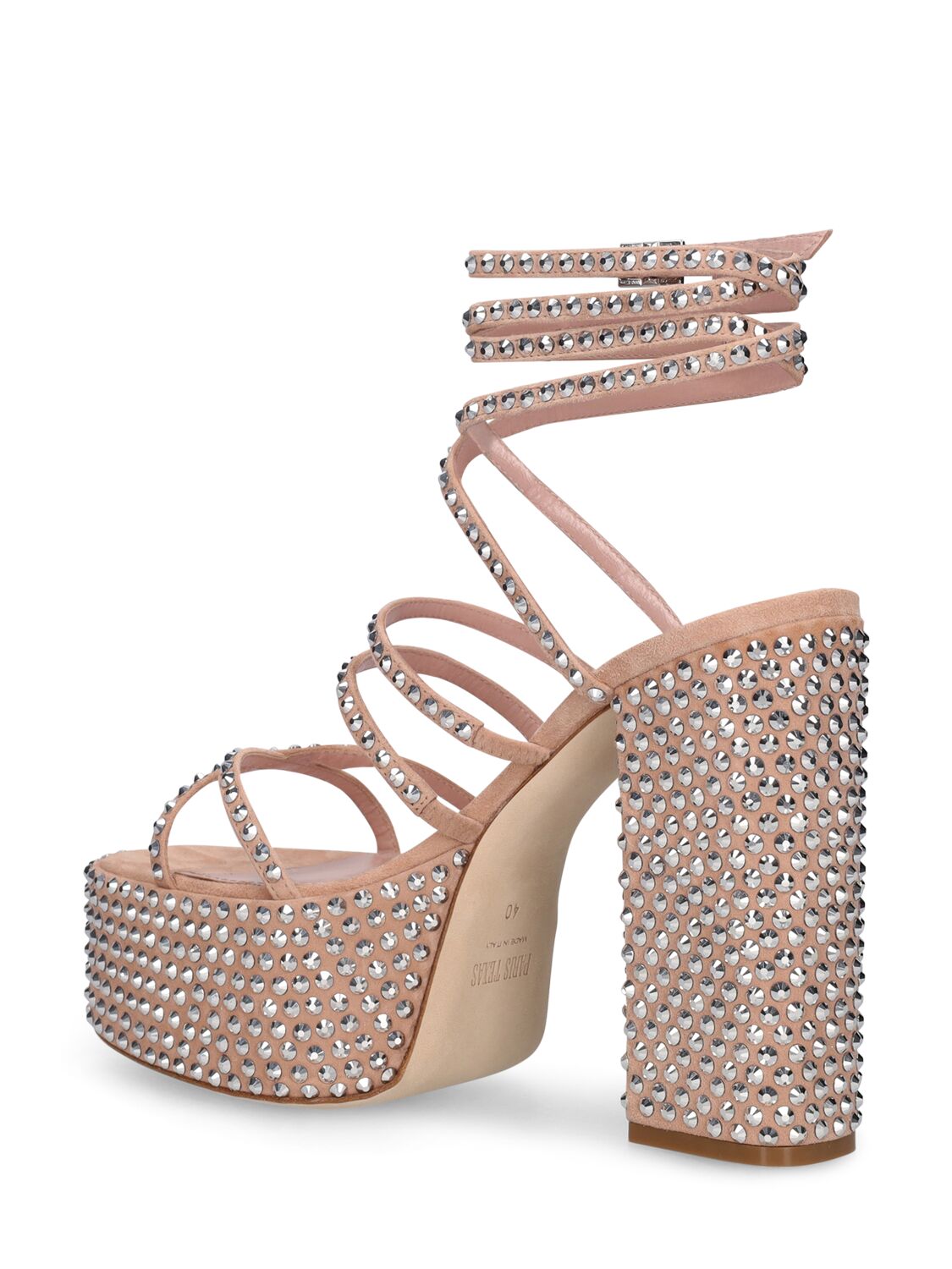 Paris Texas Holly Evita Crystal Leather Platform Sandals In Rose Rock ...