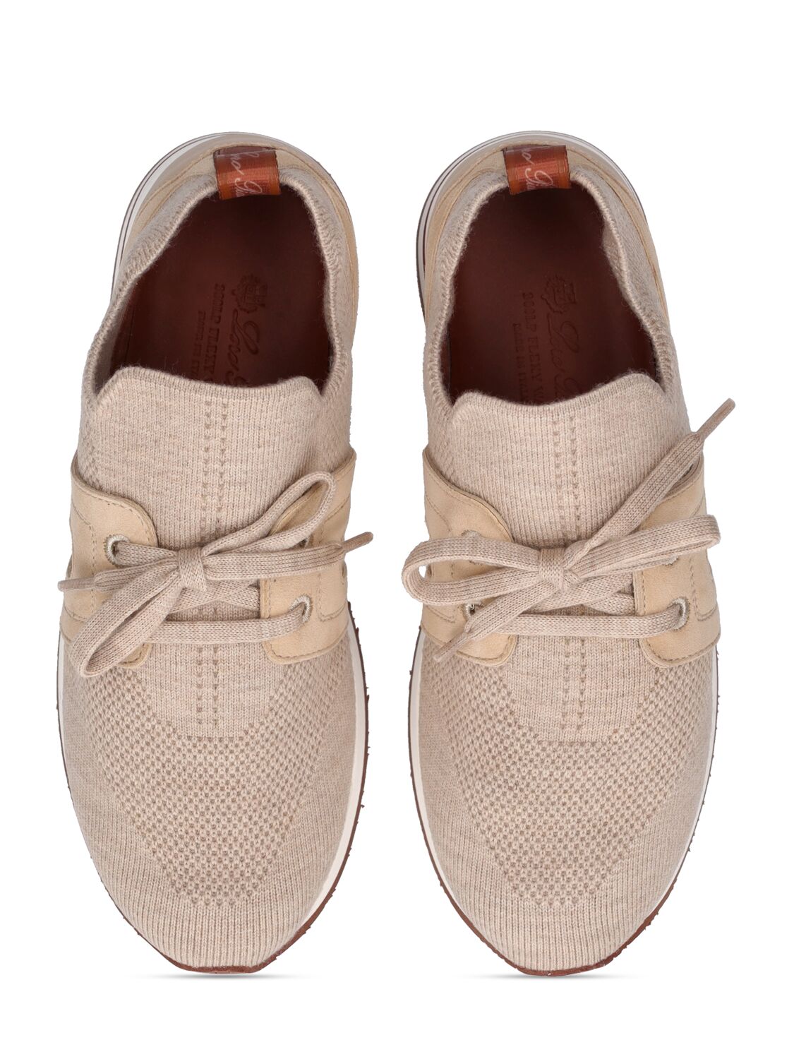 Shop Loro Piana Leather Lace-up Sneakers In Beige