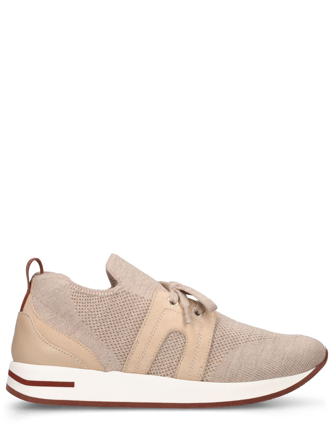 Loro Piana Kids' Leather Lace-up Sneakers In Beige