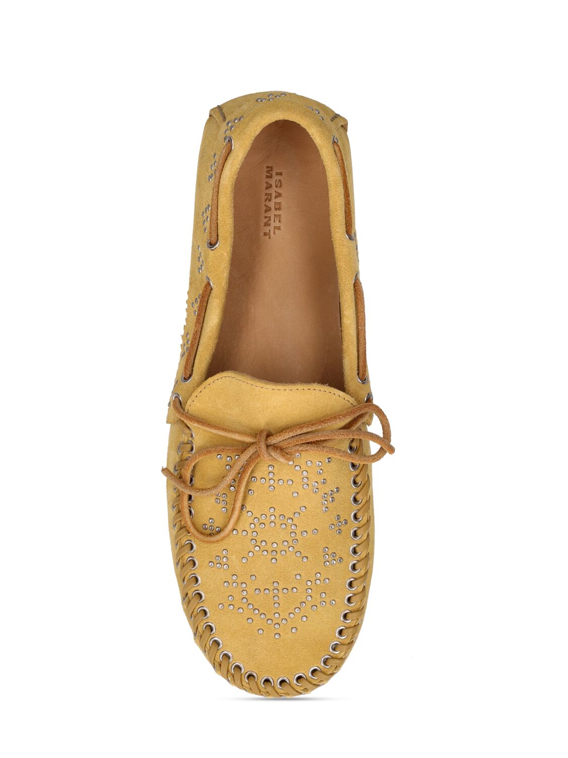 Shop Isabel Marant 10mm Freen Studded Suede Loafers In Light Yellow