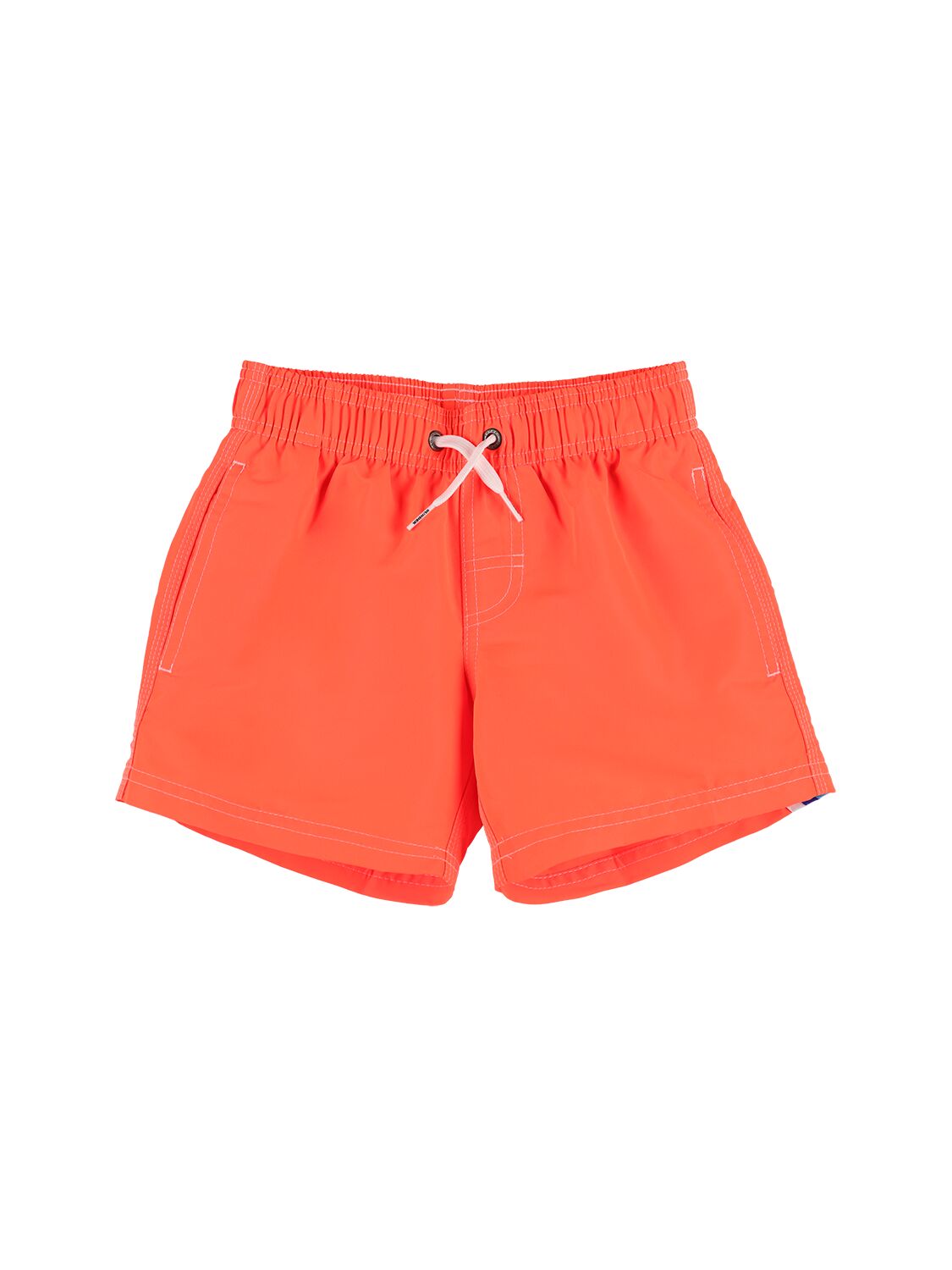 Sundek Kids' Stretch Waist Logo Tech Swim Shorts In Neon Orange