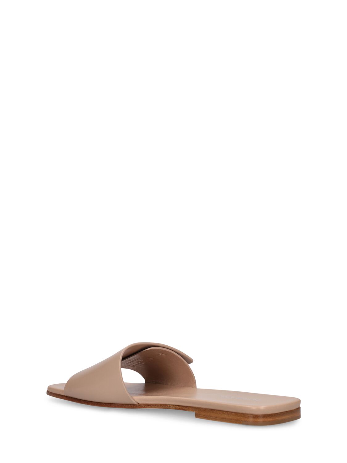 Shop Burberry 10mm Sloane Leather Flat Sandals In Beige