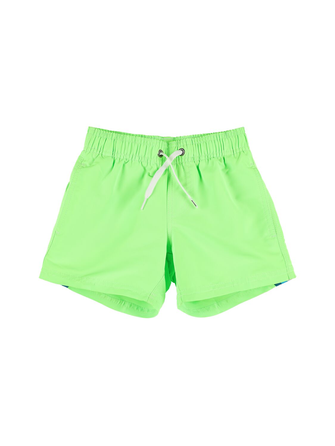Sundek Kids' Stretch Waist Logo Tech Swim Shorts In Neon Green