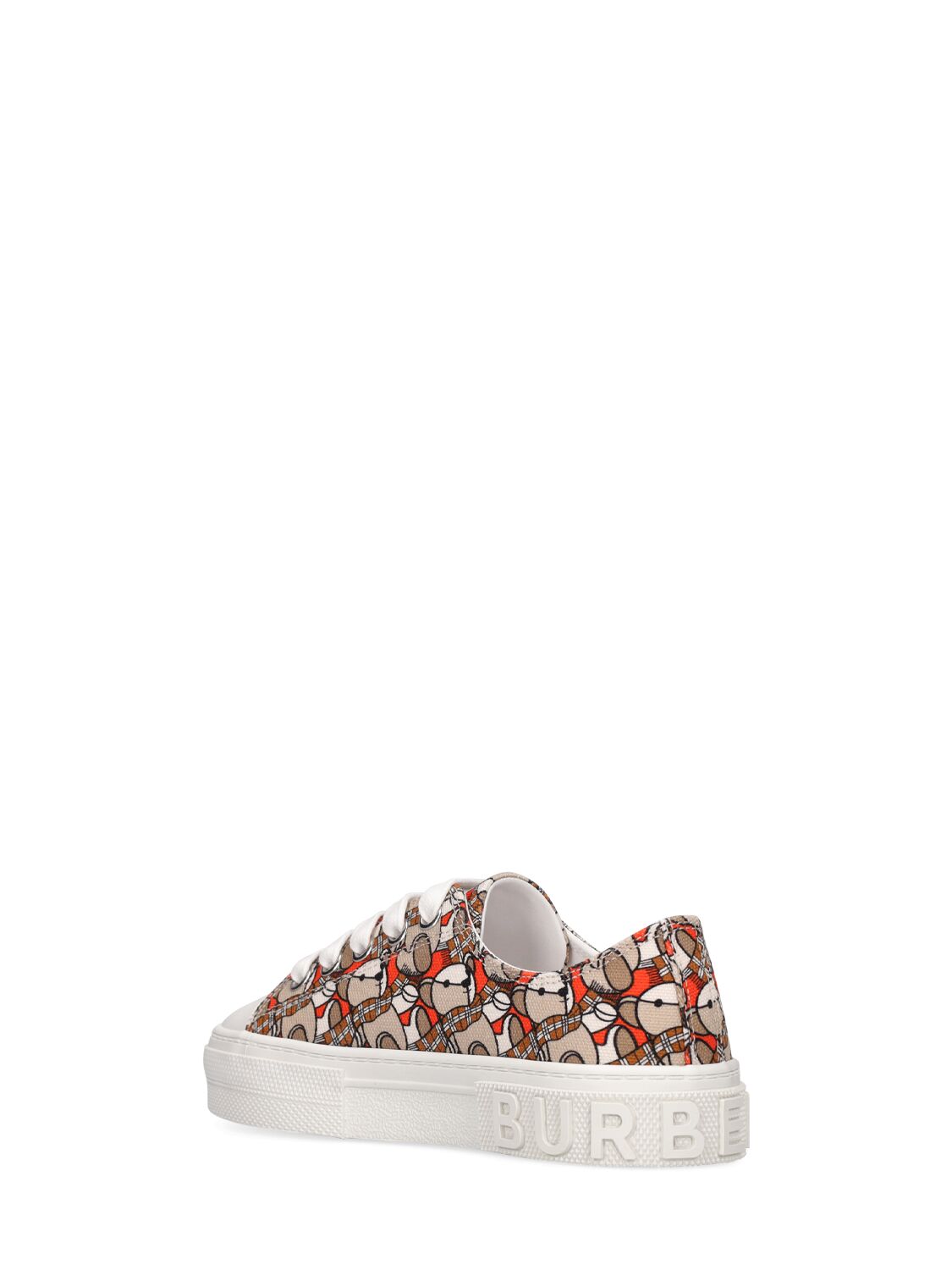 Shop Burberry Monogram Print Cotton Lace-up Sneakers In Multicolor