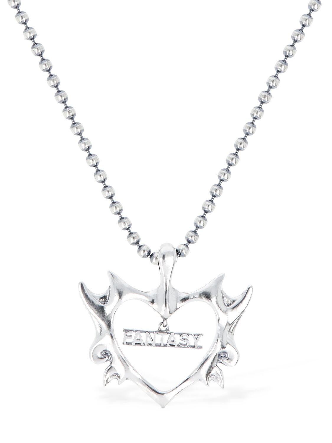 Kusikohc Flame Heart Necklace In Silver