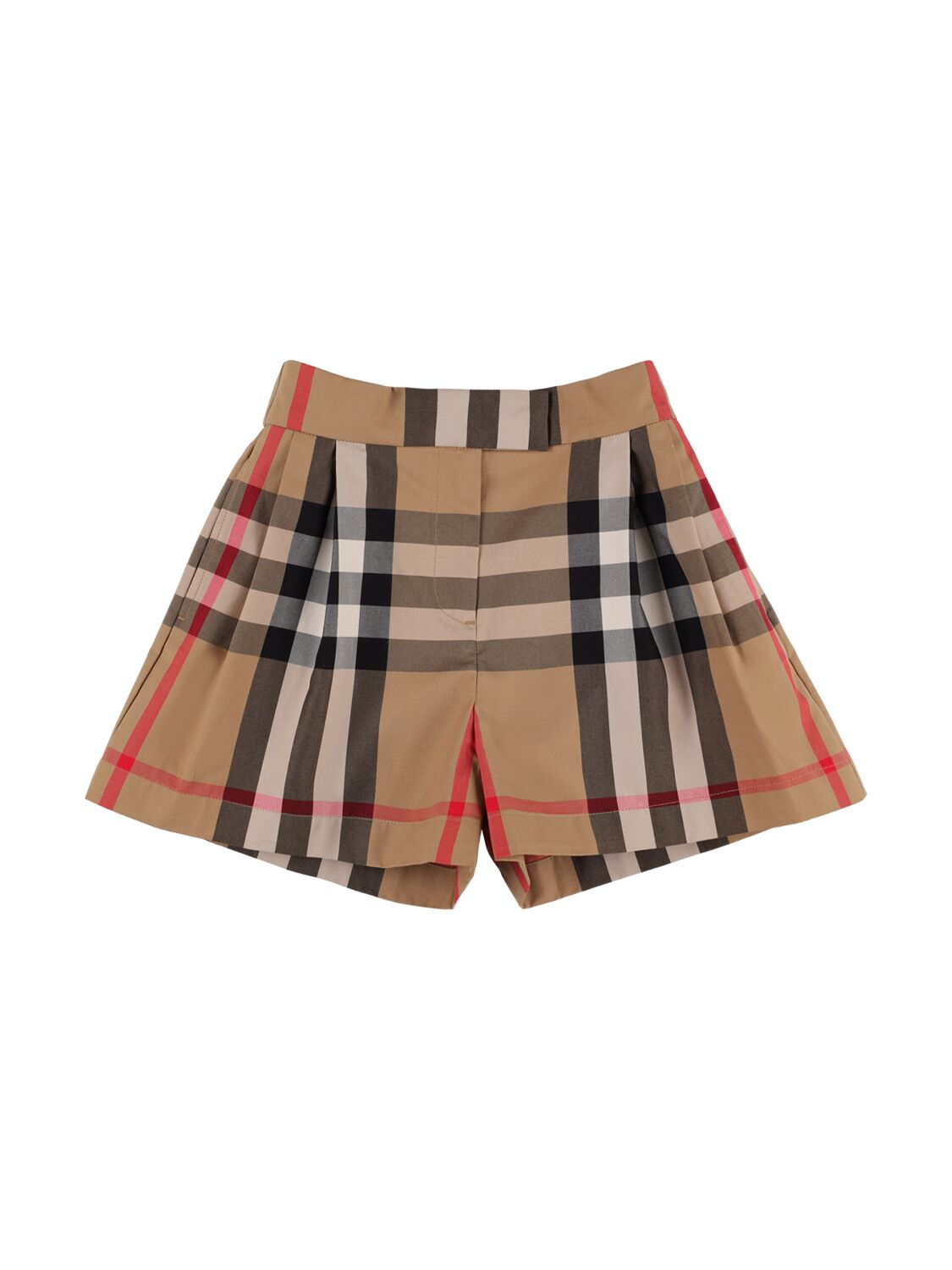 Shop Burberry Check Printed Cotton Shorts In Beige