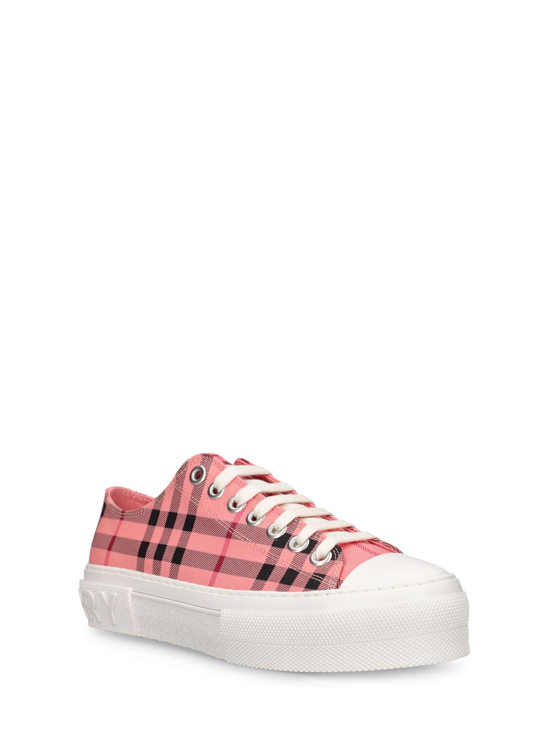 Shop Burberry 20mm Jack Cotton Canvas Sneakers In Pink,multi