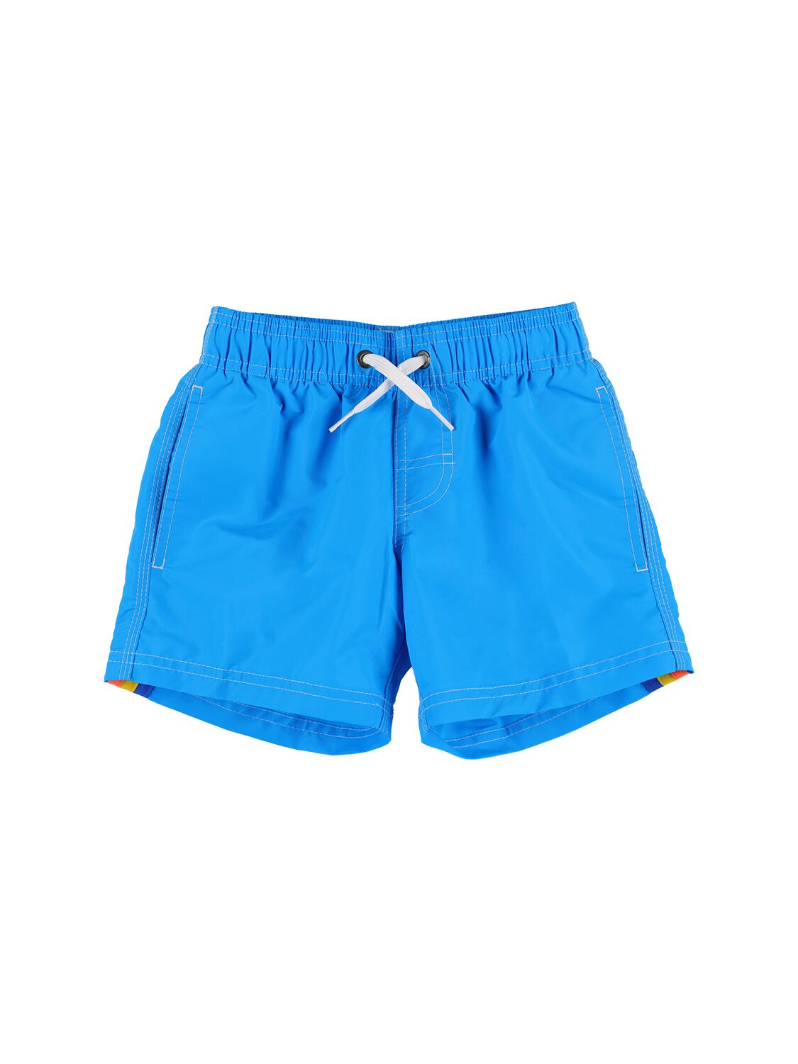 Sundek Kids' Stretch Waist Logo Tech Swim Shorts In Light Blue