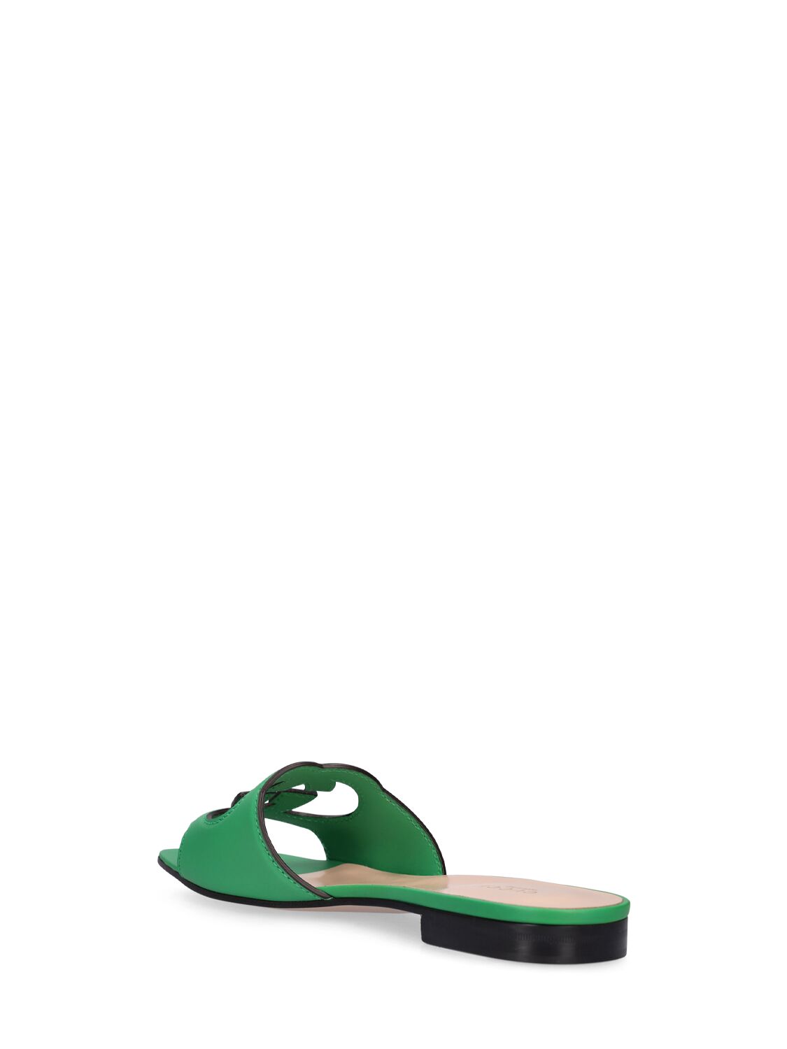 Shop Gucci 20mm Gg Cutout Leather Slide Sandals In Green
