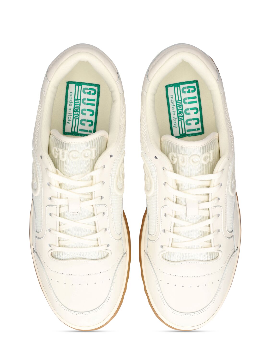 Shop Gucci Mac80 Leather Sneakers In Off White