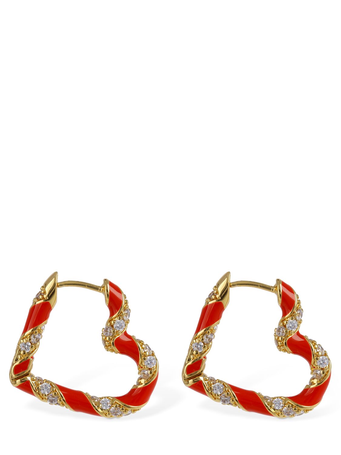 Candy Stripe Pavé Heart Hoop Earrings – WOMEN > JEWELRY & WATCHES > EARRINGS