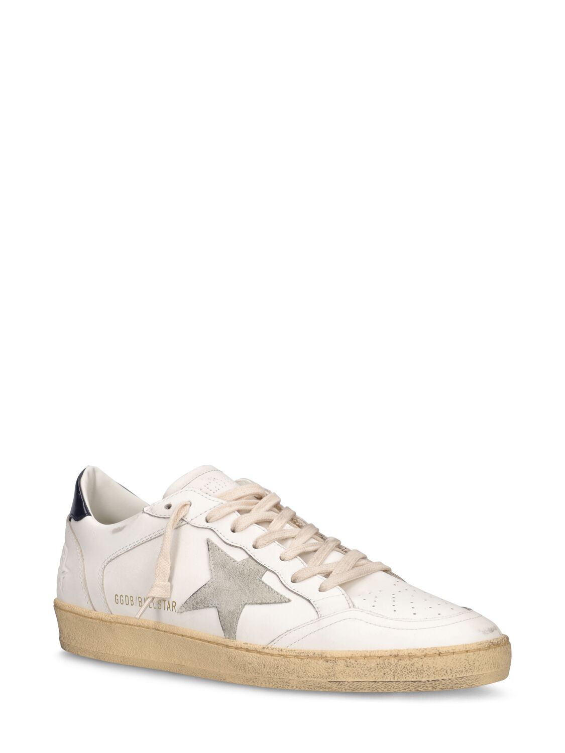 Golden Goose Stardan Sneakers With Ice-gray Suede Star And Glossy Black Leather Heel Tab In Weiss,blau
