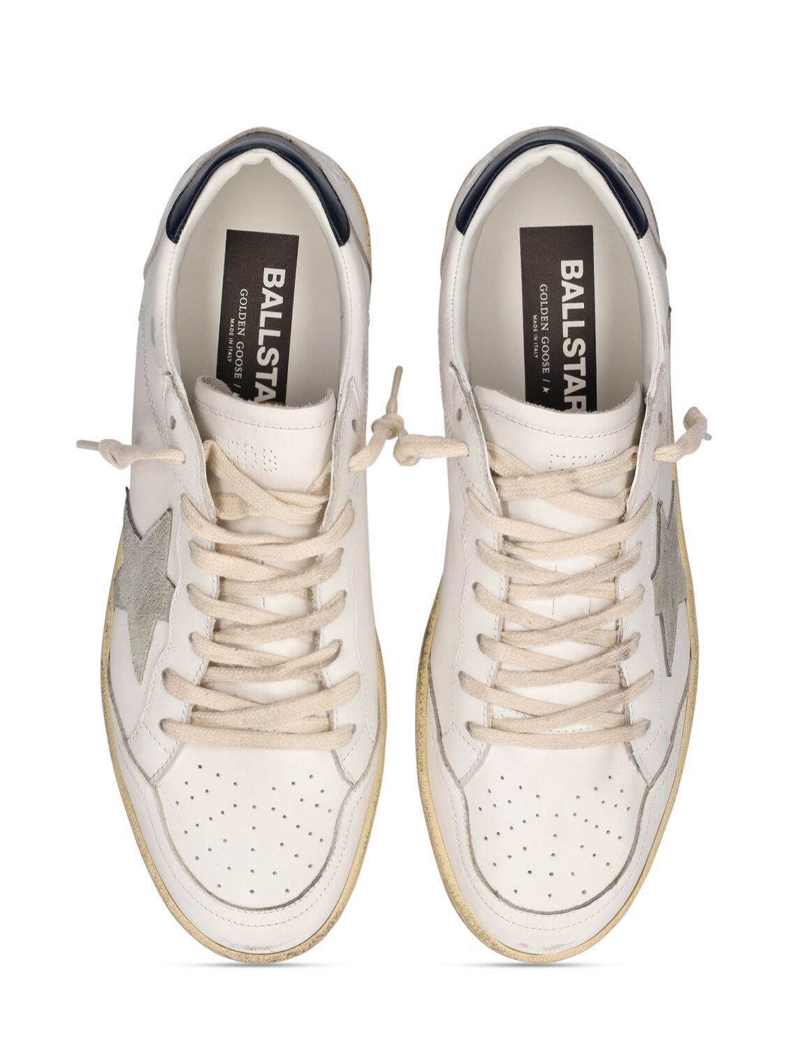 Golden Goose Stardan Sneakers With Ice-gray Suede Star And Glossy Black Leather Heel Tab In Weiss,blau