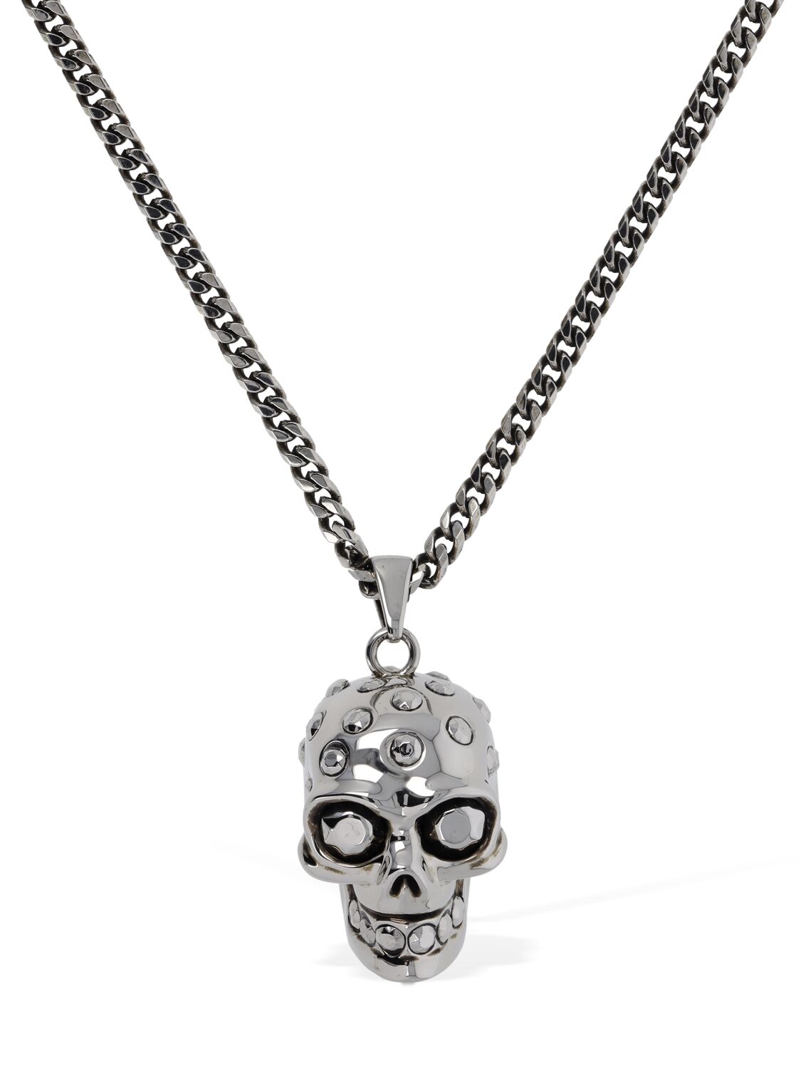 Jeweled Skull Brass Necklace – MEN > JEWELRY & WATCHES > NECKLACES