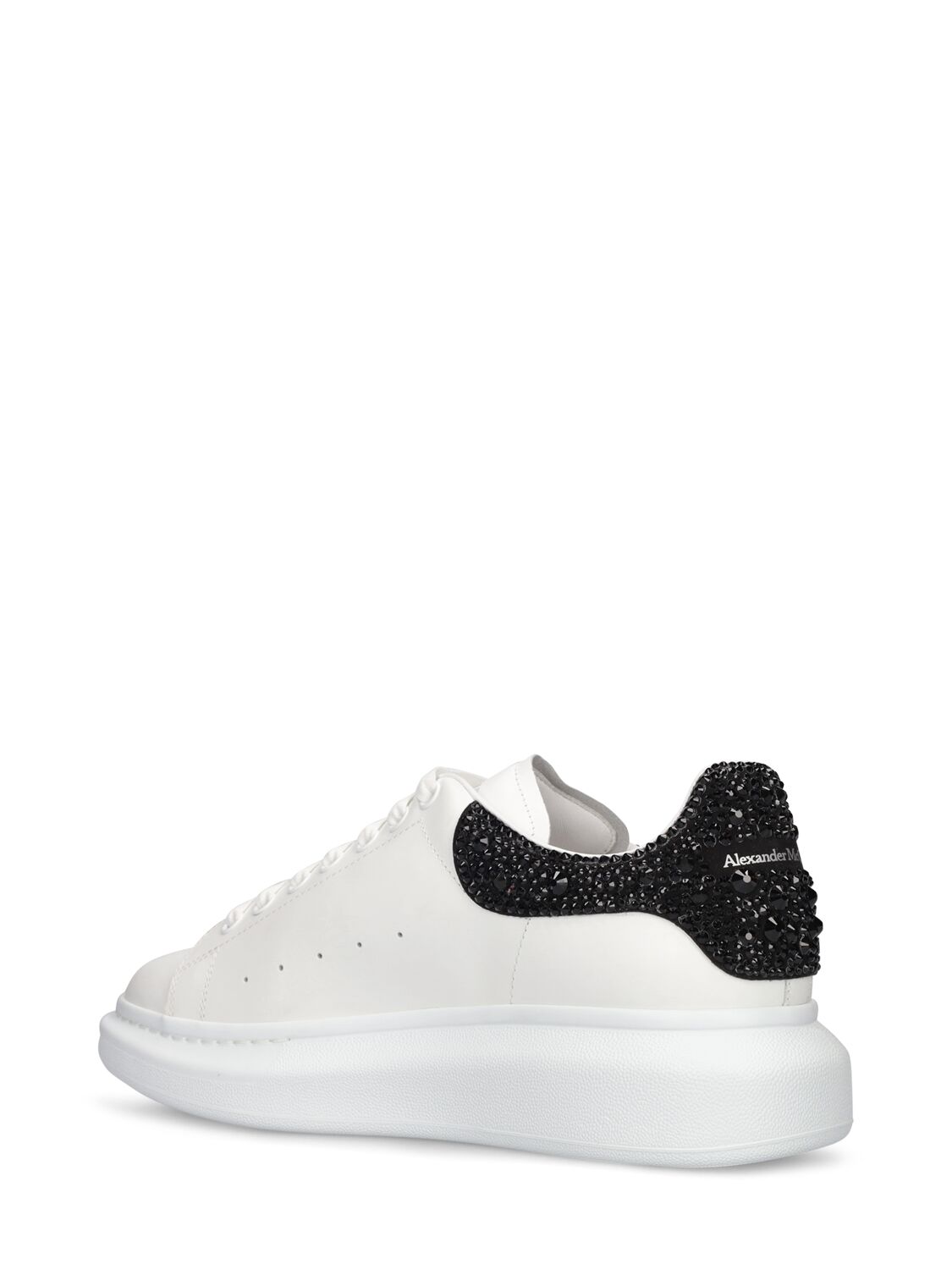 Shop Alexander Mcqueen 45mm Oversized Embellished Sneakers In White,black